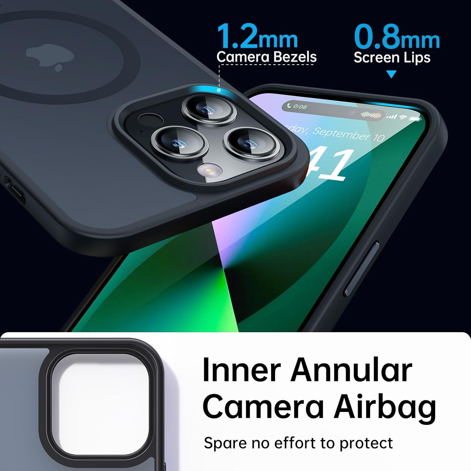 Funda magnética para iPhone 14 Pro compatible con MagSafe Fuerte magnético Protección de grado militar de 10 pies Funda translúcida mate delgada