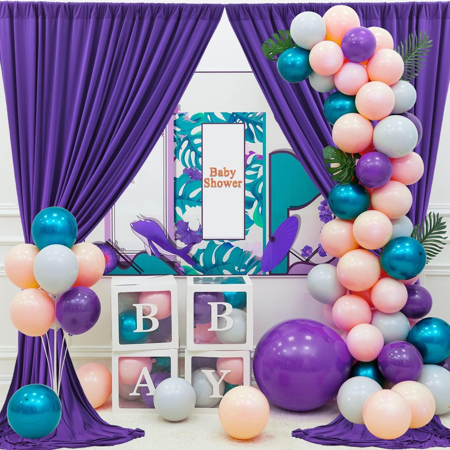 Cortinas de fondo moradas moradas sin arrugas para fiestas, cortinas de fondo de fotos de poliéster para bodas, cumpleaños, fotografía, fondo, baby