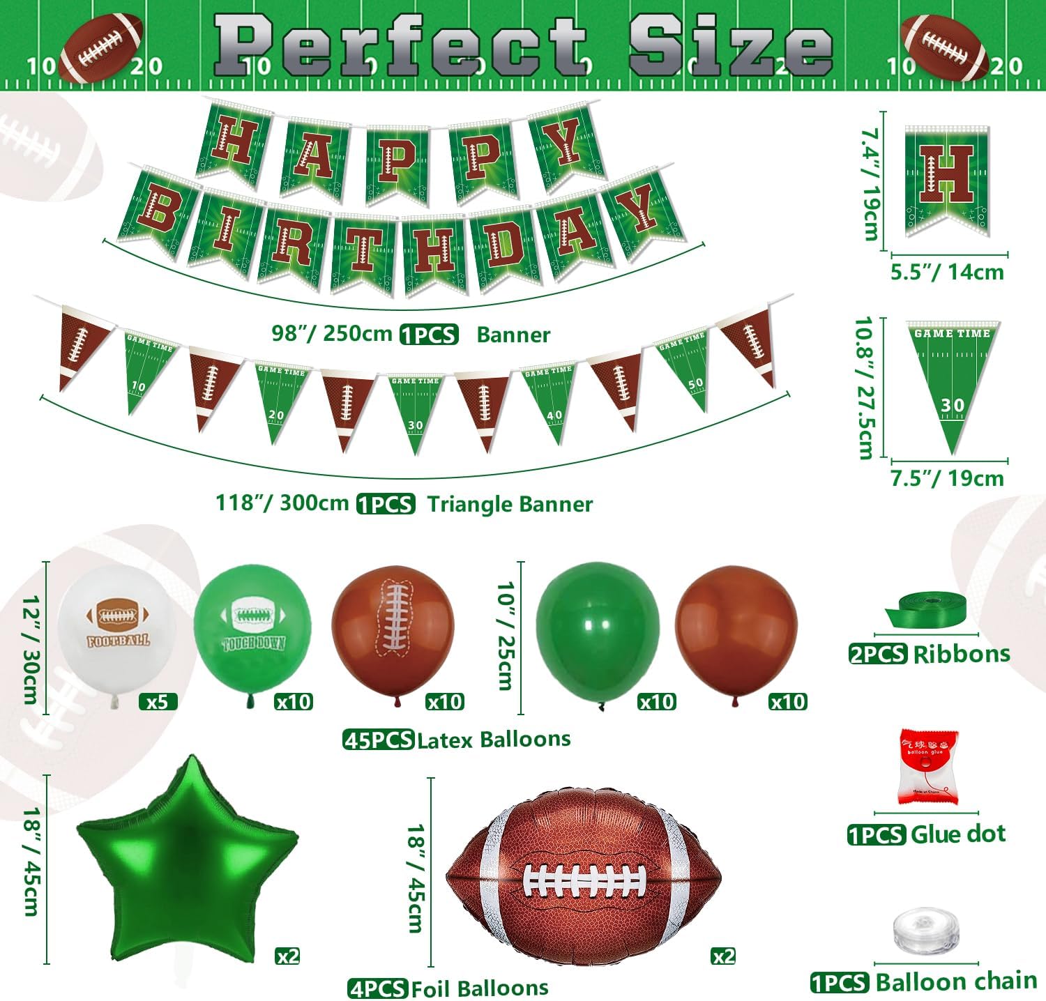 Paquete de 229 decoraciones de fiesta de cumpleaños de fútbol, suministros para fiestas de fútbol, decoración de fiesta de fiesta de juegos
