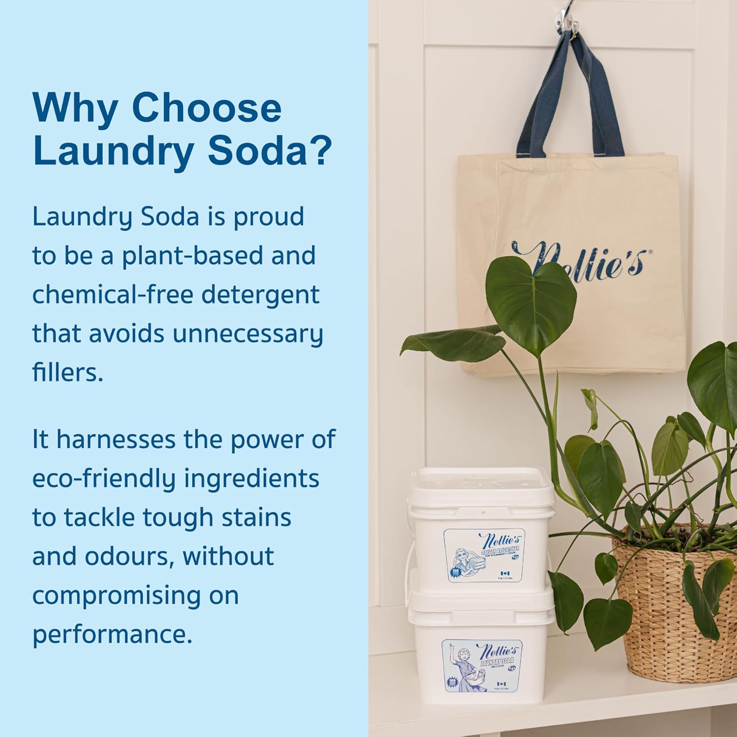 Nellie’s – Detergente en polvo para lavar la ropa, detergente concentrado, a granel, 500cargas, fórmula ecológica, biodegradable, vegana,