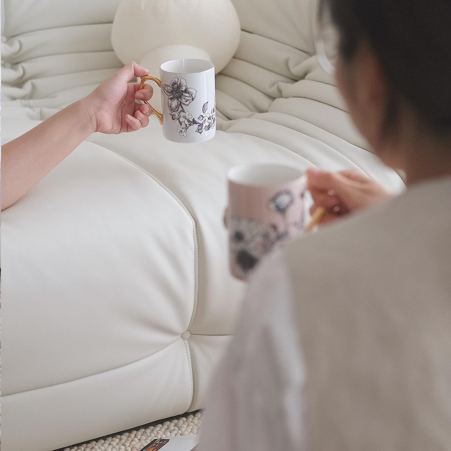 Royal Dutch Taza de café de 12 onzas líquidas, tazas de café de porcelana fina de hueso, tazas de cerámica con mango para capuchino, latte,