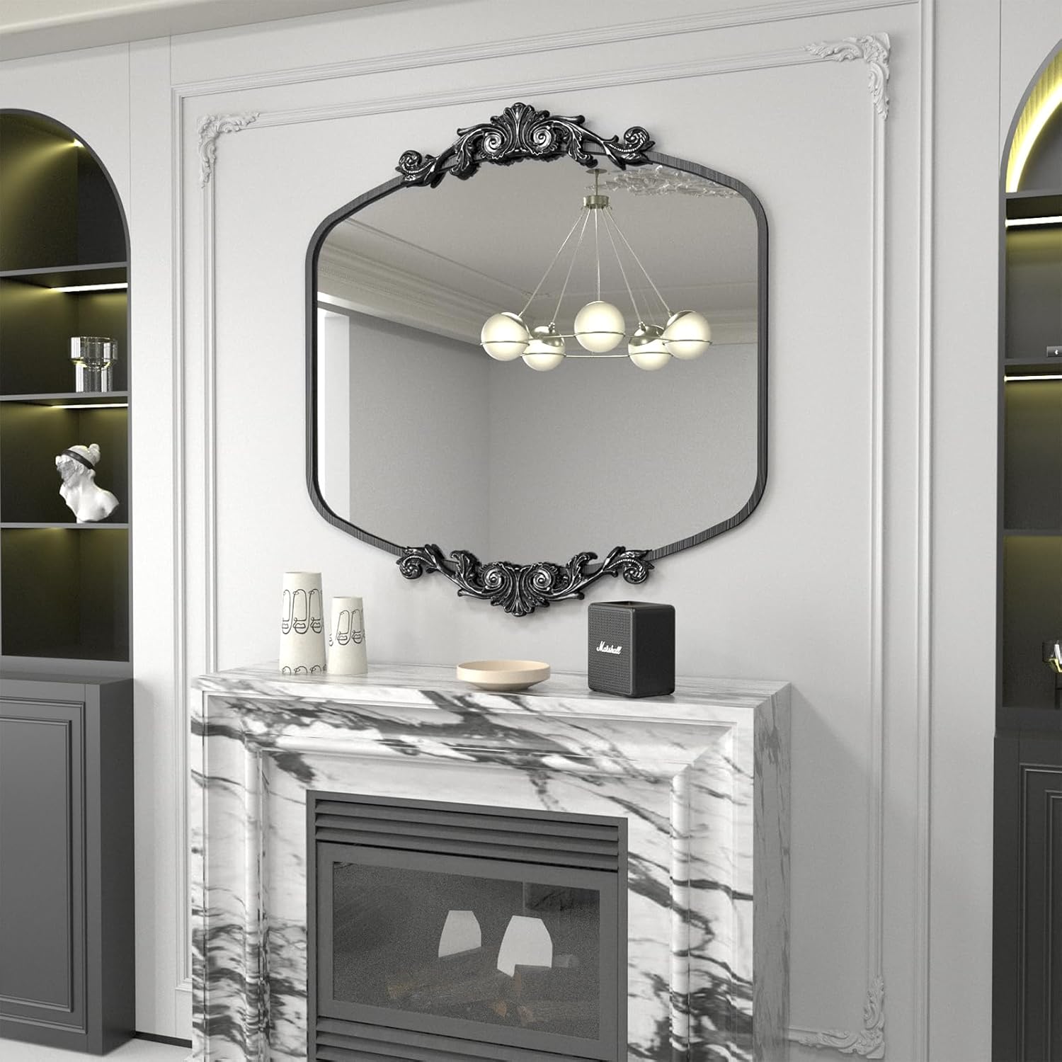 SMIROR Espejo vintage decorativo negro 36×36