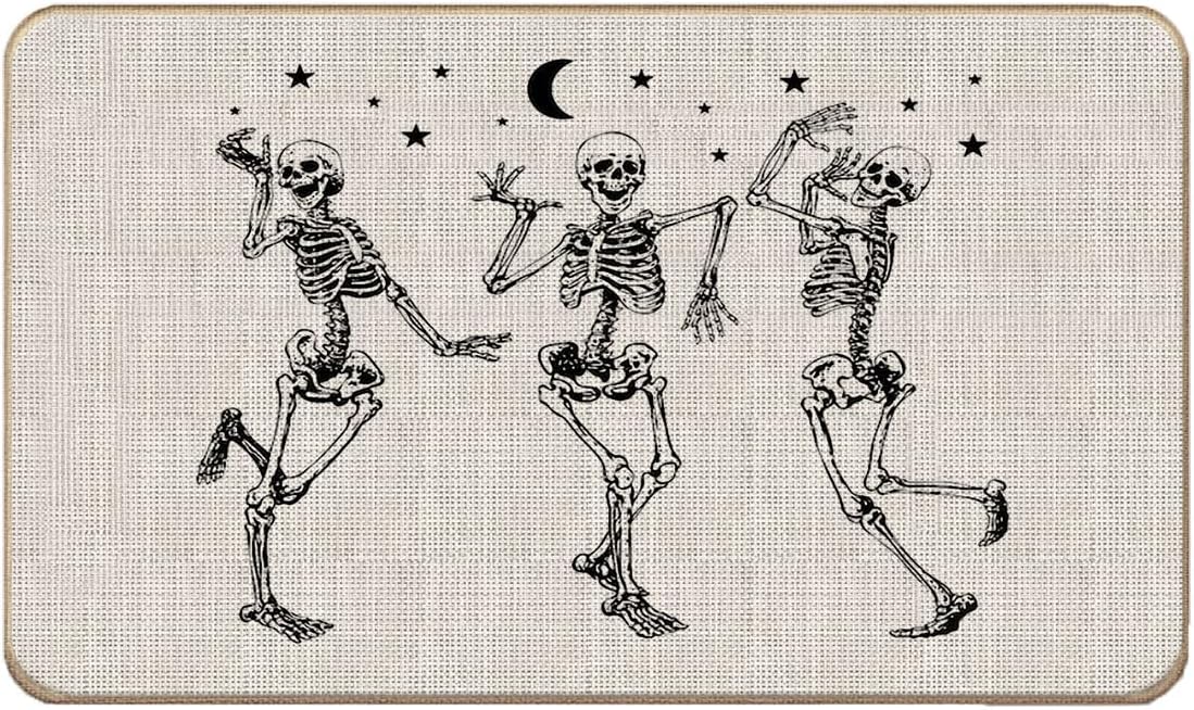 Lacosu Tapete para puerta de Halloween, esqueleto bailarín, calavera y calavera para puerta delantera, entrada interior y exterior, decoración del