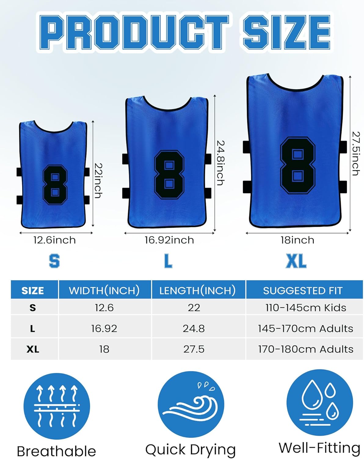 48 piezas de Penny de fútbol para deportes, varios colores, chalecos de fútbol Scrimmage Team Practice Jersey para adultos y niños