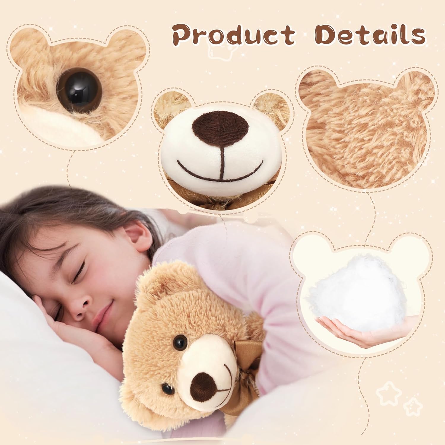 MorisMos Paquete de 15 osos de peluche pequeños de peluche, osos de peluche al por mayor, regalos para niños, oso de peluche de 14 pulgadas a granel