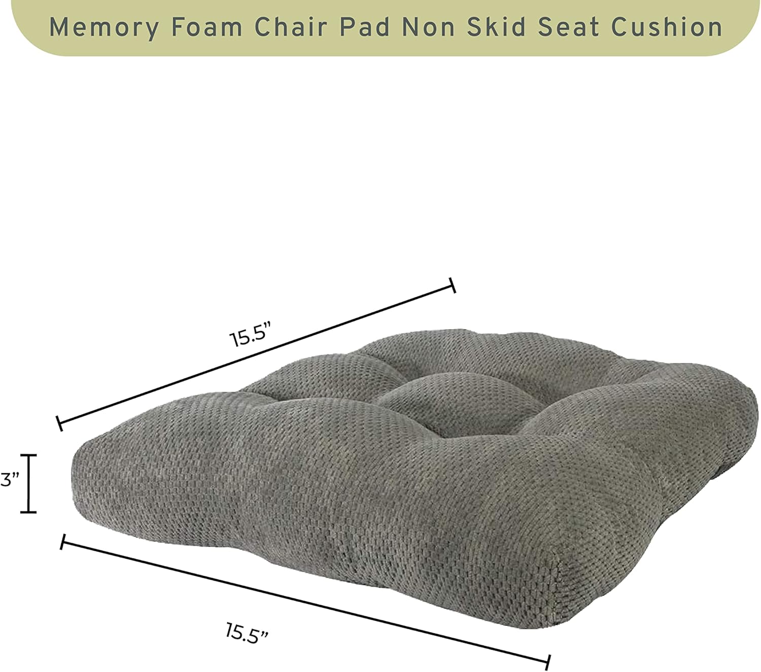 Arlee Almohadilla antideslizante de espuma viscoelástica para silla, 2 unidades (paquete de 1), color carbón
