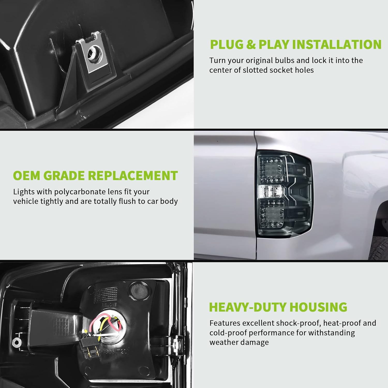 AUTOSAVER88 Conjunto de luz trasera LED compatible con Chevy Silverado 1500 2014-2019, 2015-2019 2500 HD3500 HD, 2019 1500 LD, 2015-2019 GMC Sierra