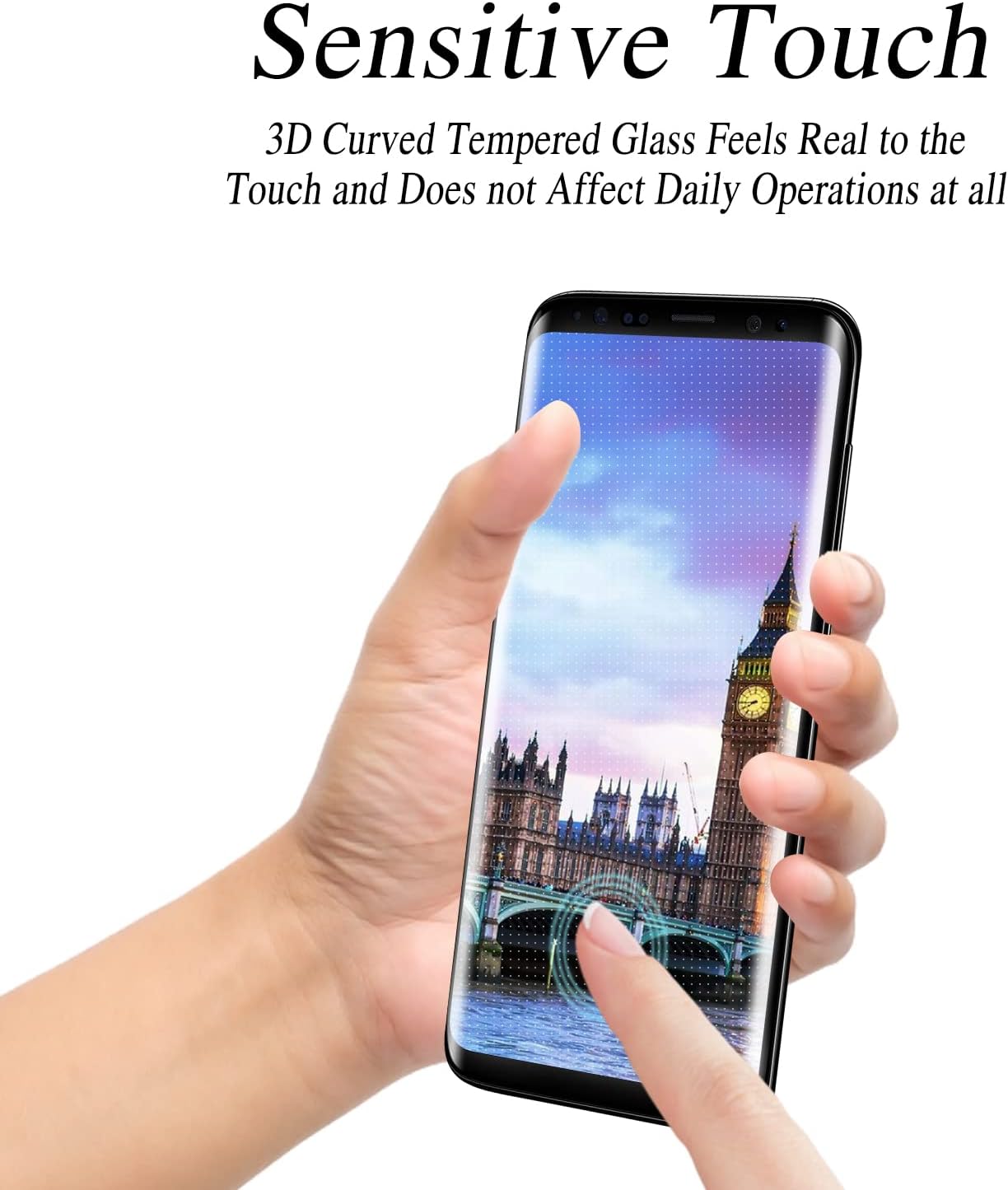MAYtobe Protector de pantalla de vidrio para Samsung Galaxy S9, vidrio templado curvado 3D, compatible con fundas, antiarañazos, sin burbujas, fácil