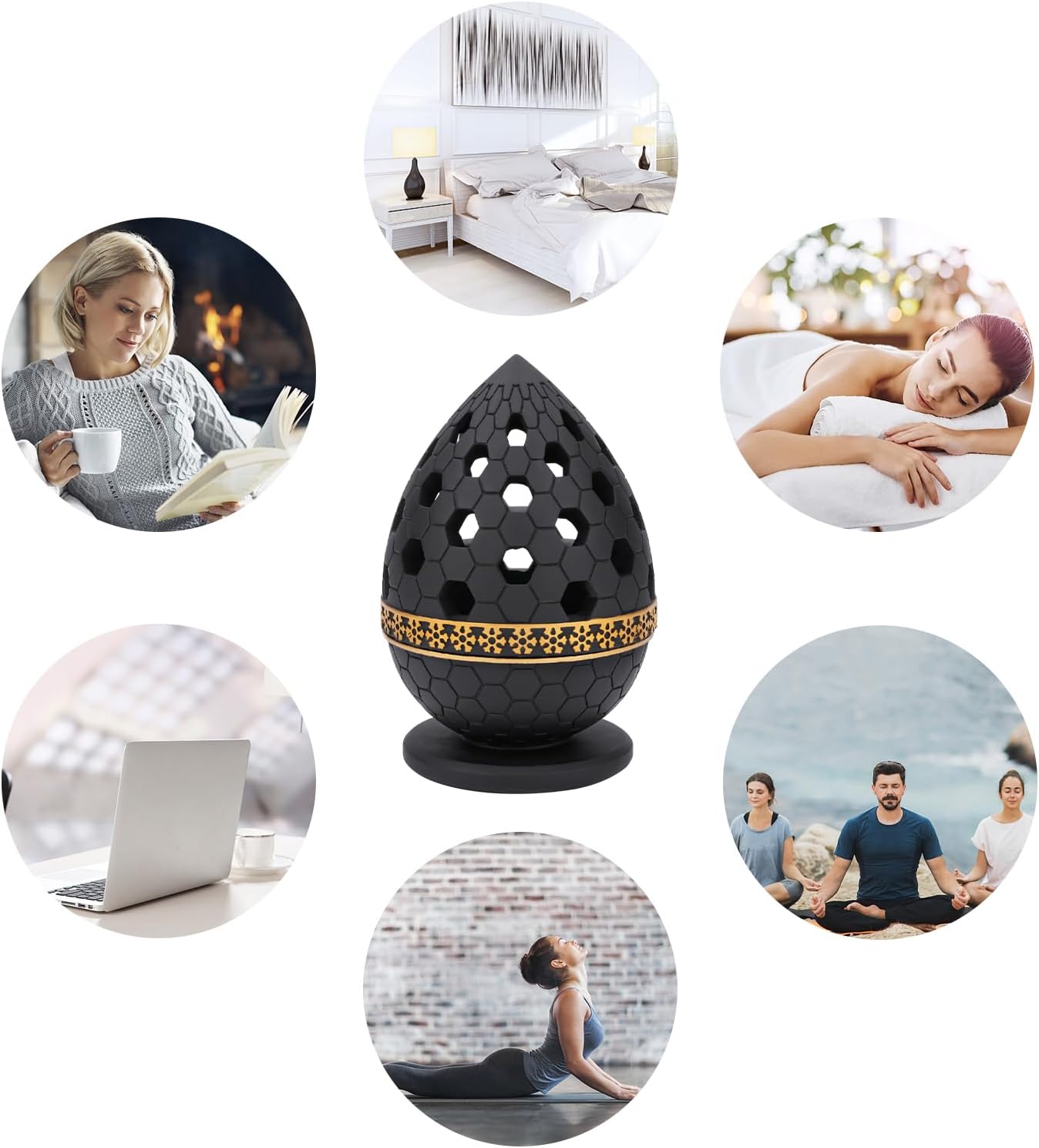 WURUIYANH Quemador de incienso de carbón, quemador de incienso de resina, para yoga, spa y aromaterapia, oficina y decoración del hogar (negro)