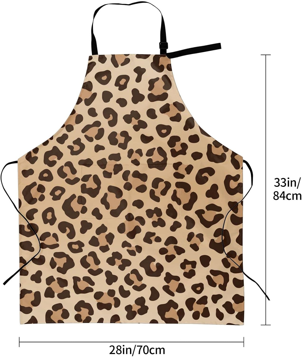 Delantal impermeable con estampado de leopardo con 2 bolsillos, textura de piel animal, delantales de chef de cocina, baberos para cocinar, hornear,