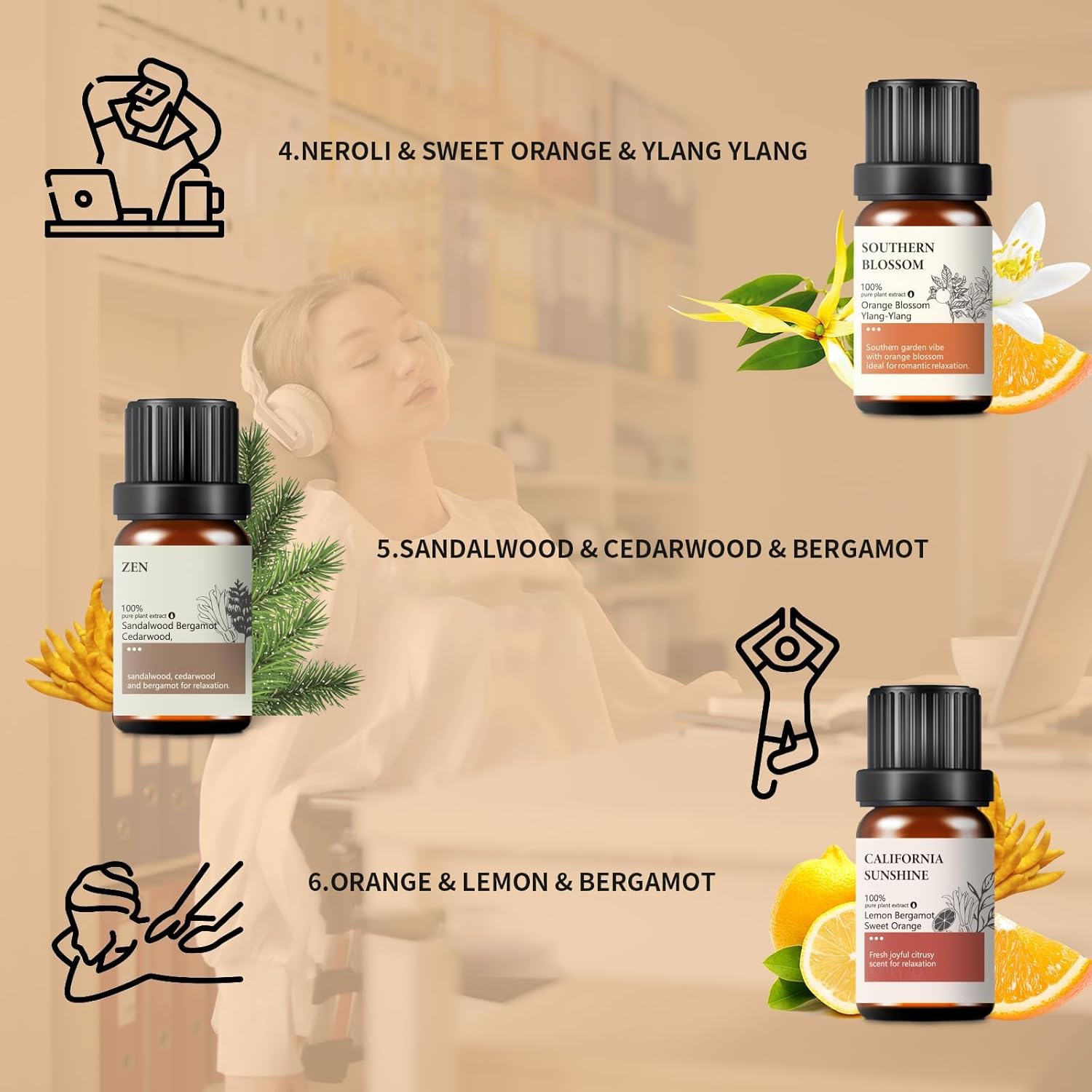 Juego de aceites esenciales puros, aceites esenciales para difusores, aromaterapia y humidificadores con abridor de aceite adicional, relajación,