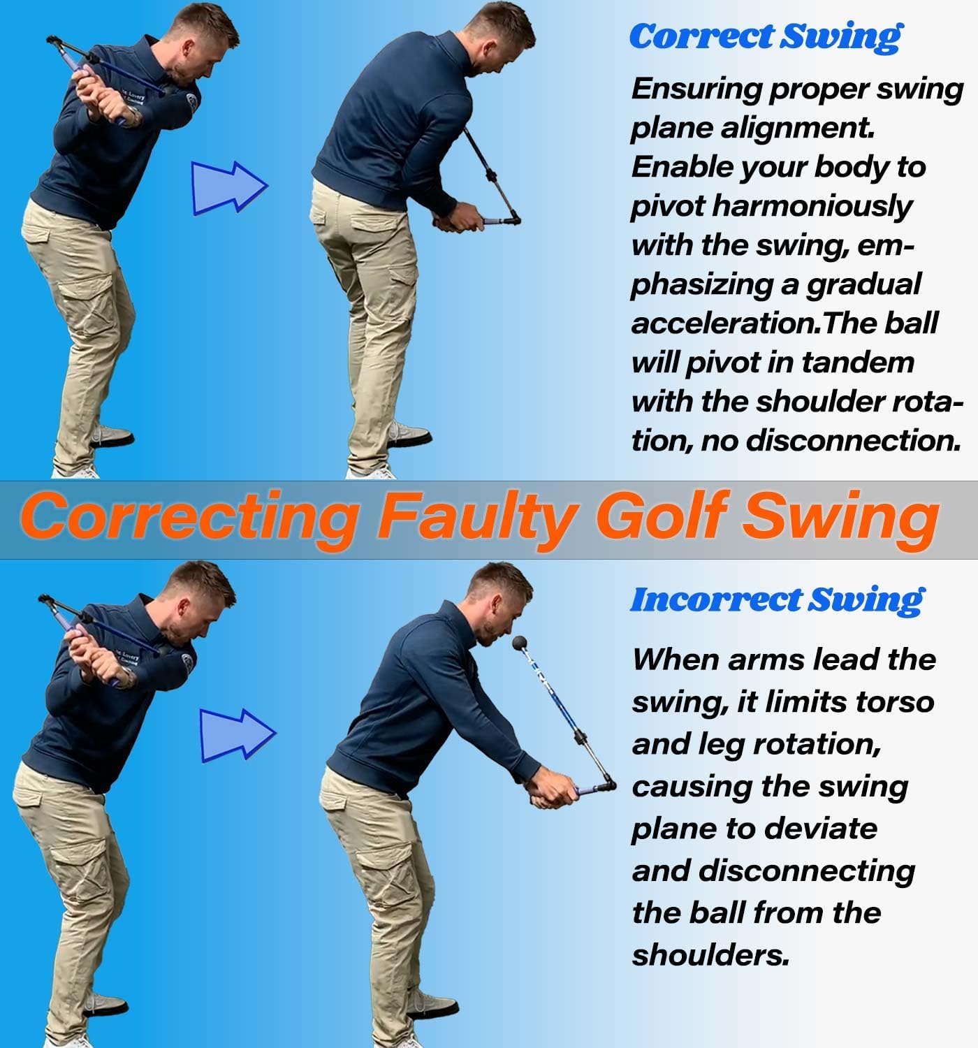 Golf Swing Trainer- Golf Training aid with Golf Grip Trainer