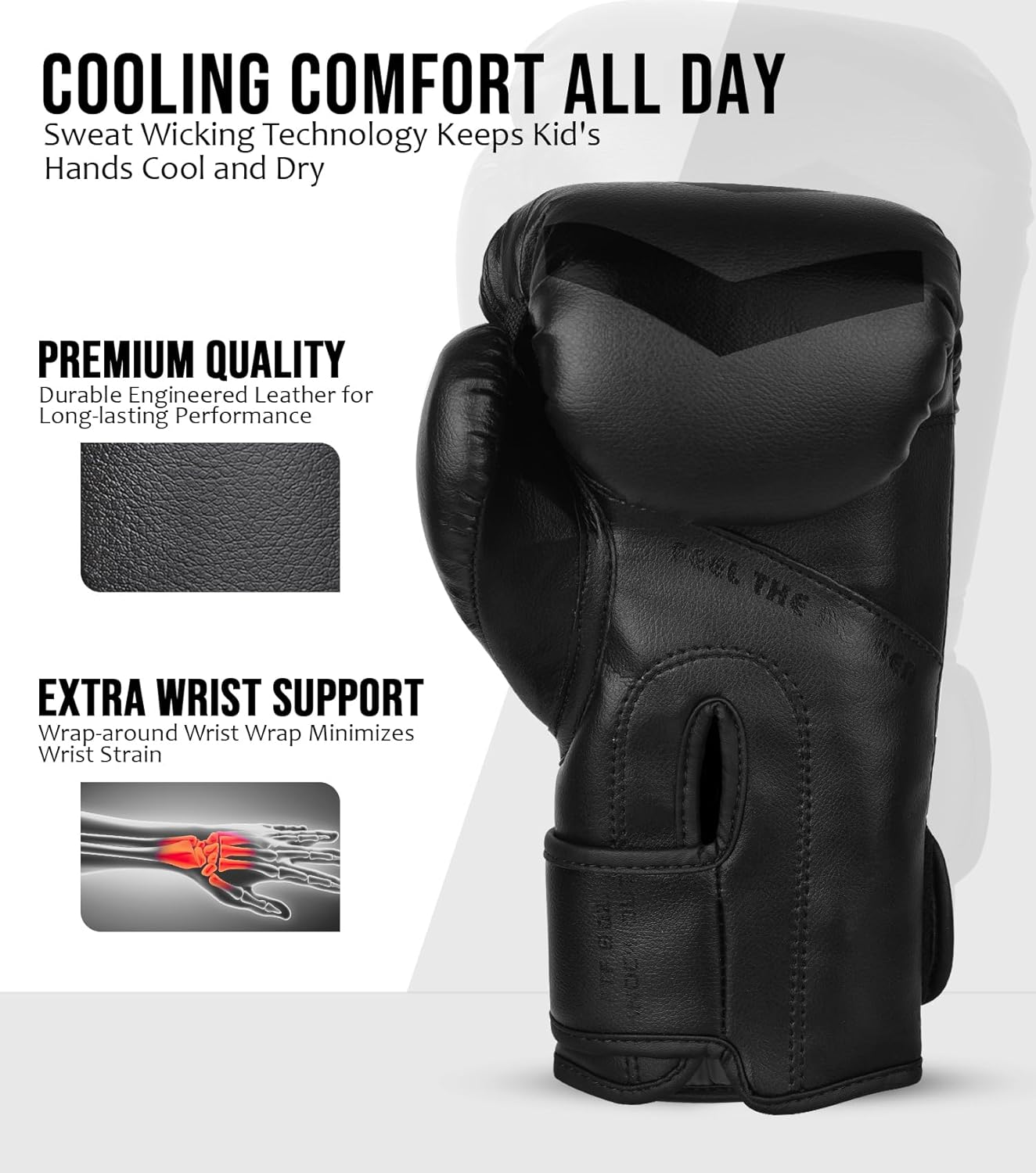 Exxact Sports Knockout – Guantes de boxeo juveniles para niños, guantes de boxeo de cuero duradero con protección acolchada para artes marciales
