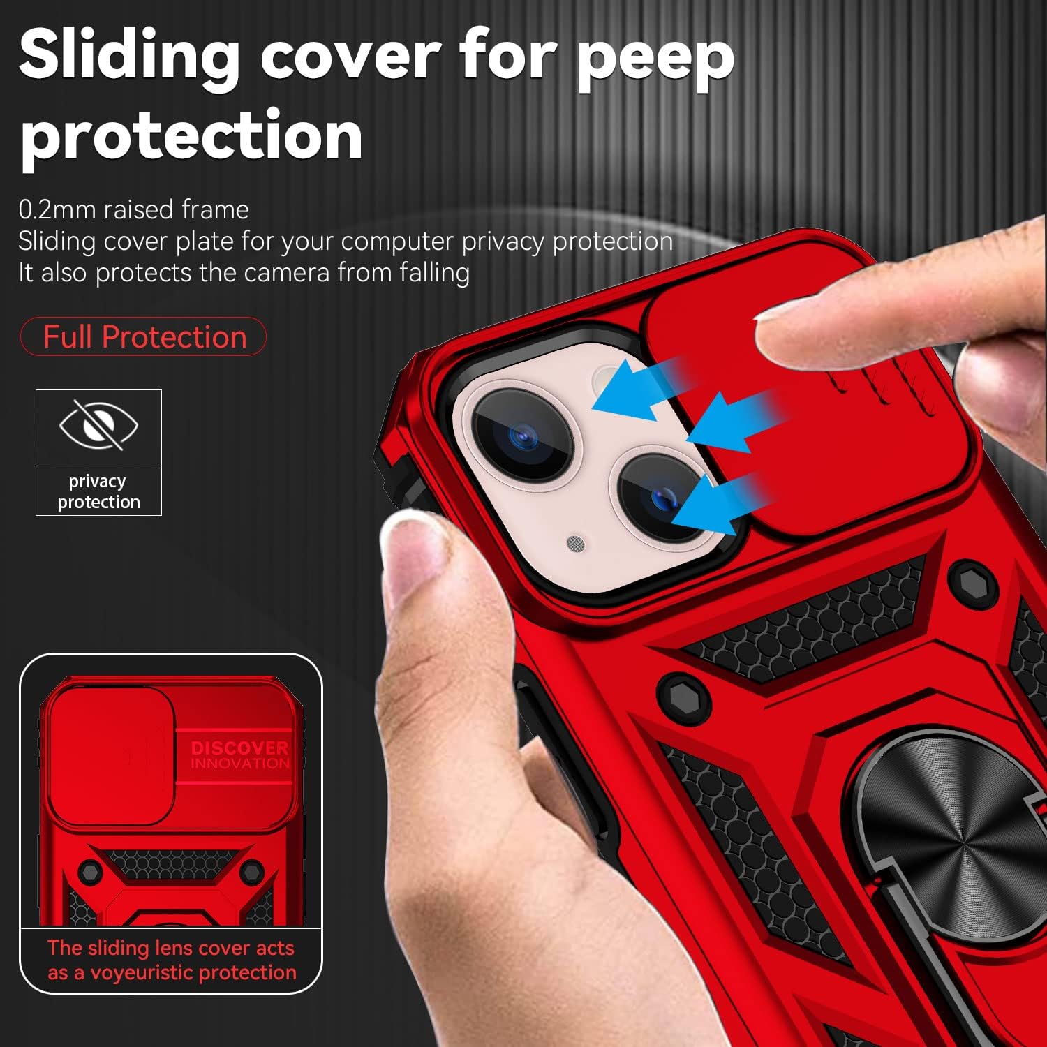 Funda para iPhone 12 Mini, con protector de pantalla HD para cámara deslizante, protección de cámara soporte giratorio magnético funda protectora