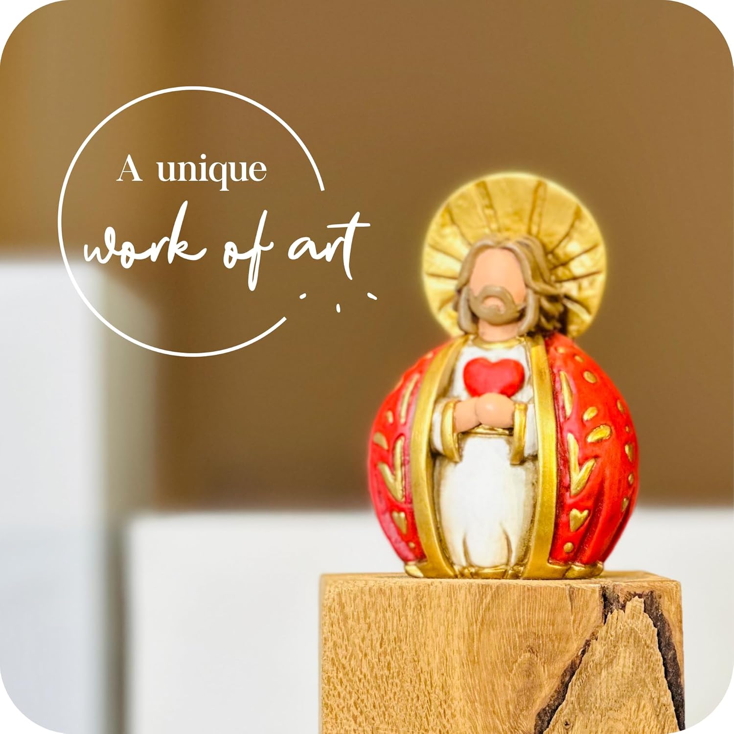 Sagrado Corazón de Jesús, Decorative Figurine, Sculpted Hand-Painted Figure, Jesus Christ Statue, Home Decor, Gift. (Sacred Heart)