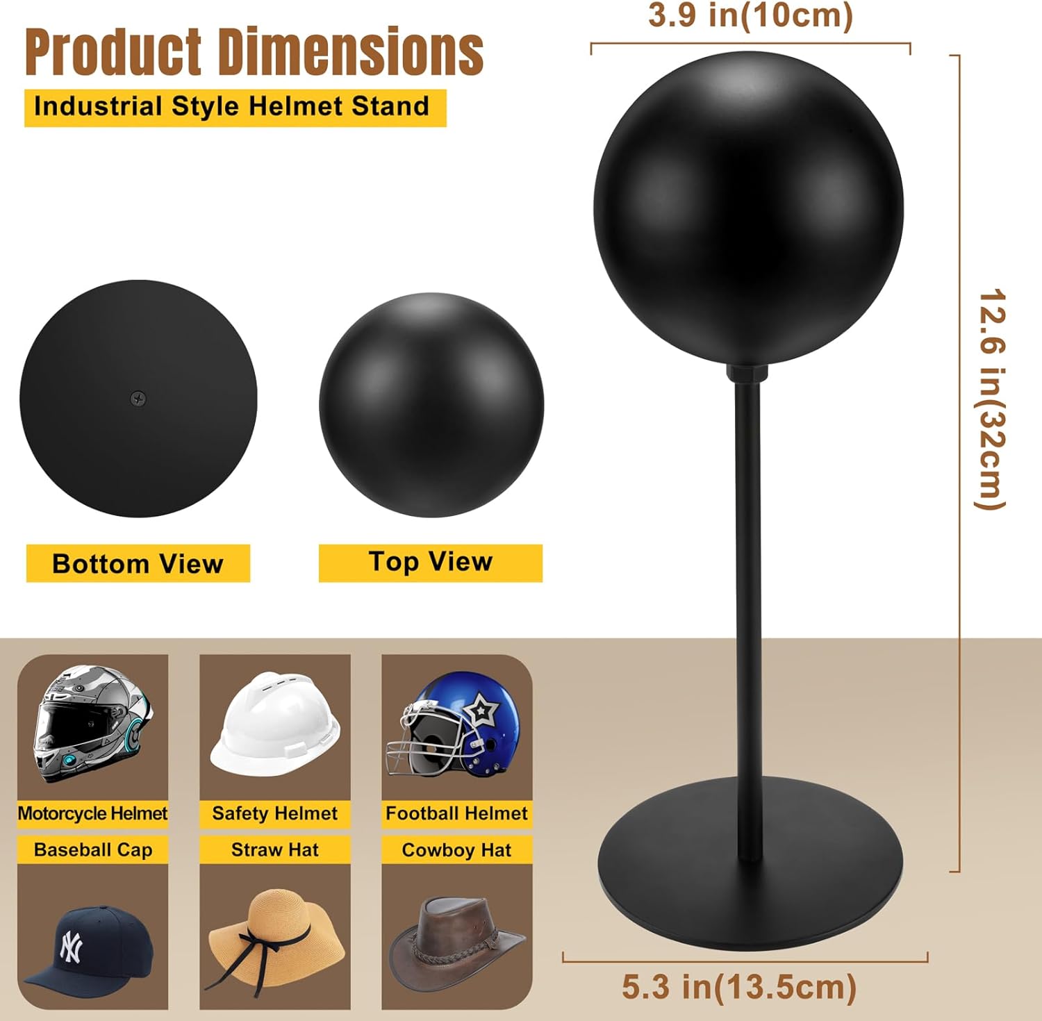 motofans Soporte de metal para casco de rotación, soporte de metal de rotación, soporte de escritorio para casco de motocicleta, gorras, sombrero y