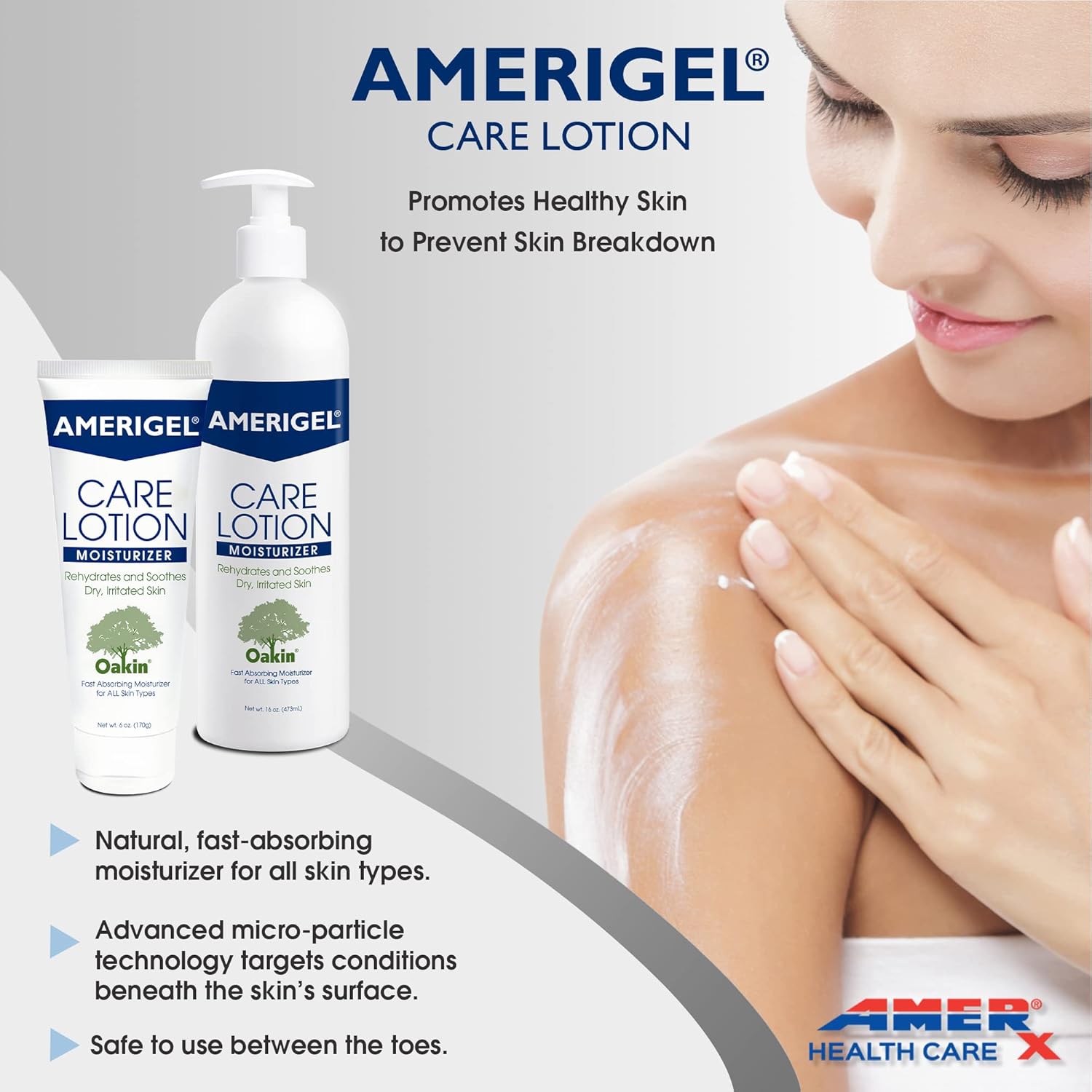 AMERIGEL Paquete de loción para el cuidado  Hidratante hipoalergénico (6 onzas) que rehidrata y calma la piel seca  Loción de cuidado para el