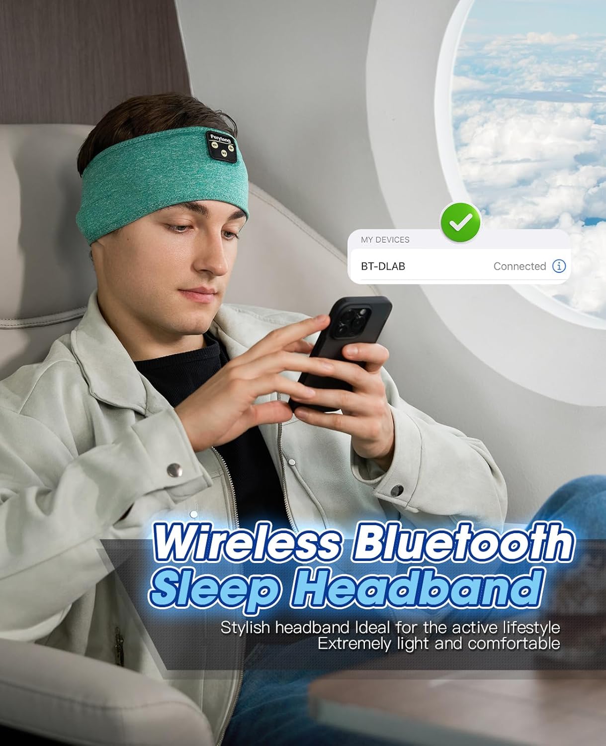 Diadema con auriculares inalámbricos, Bluetooth, sonido estéreo, ultra delgada, HD, perfecta para dormir, entrenar, trotar, yoga, insomnio, viajes