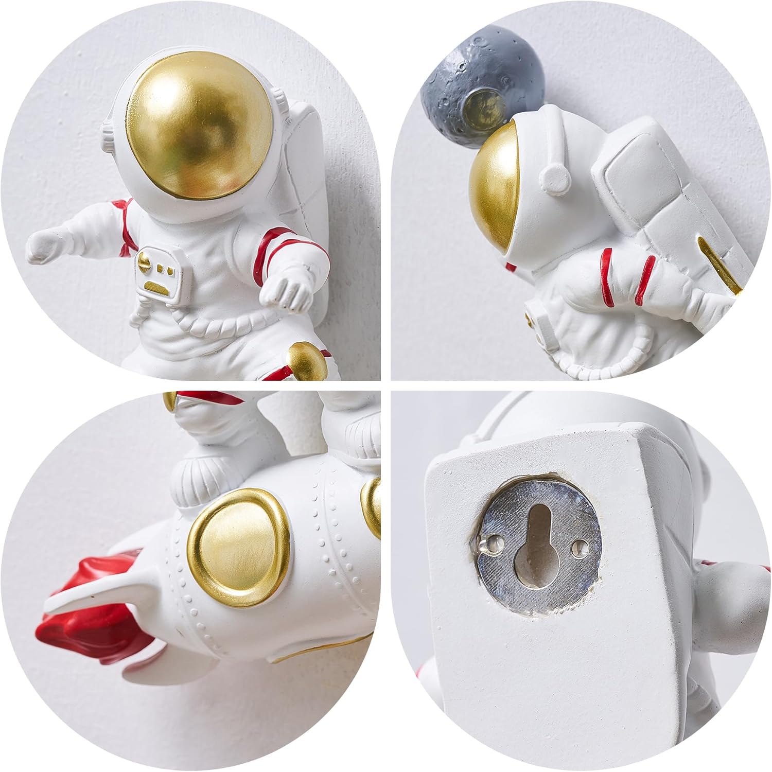 Juego de 2 esculturas de pared de astronautas, decoración moderna para el hogar, decoración de pared para sala de estar, dormitorio, decoración de