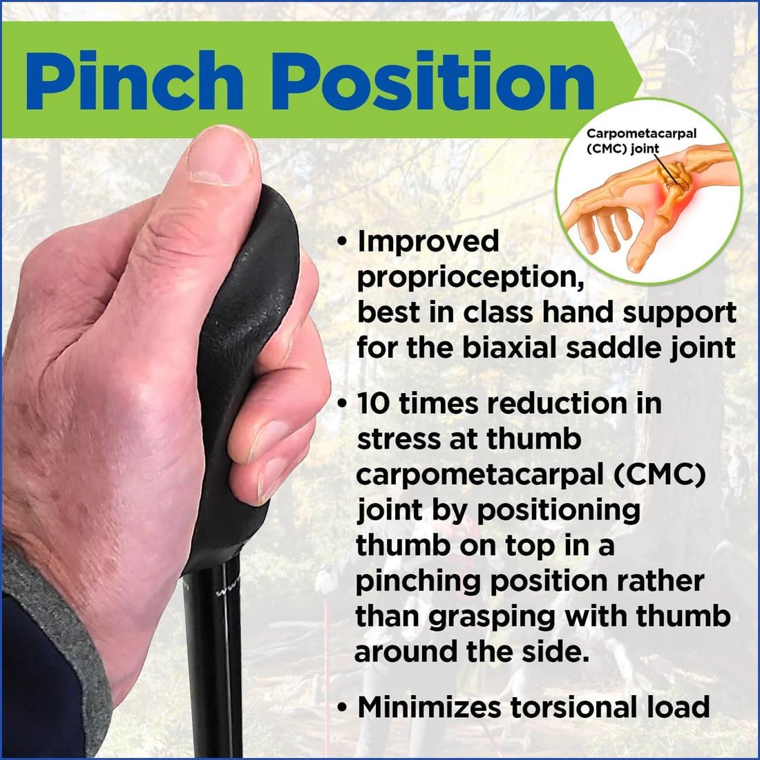 York Nordic Motivator – Bastones de senderismo para equilibrio y rehabilitación, agarres de estabilidad patentados, ligeros, ajustables y plegables,