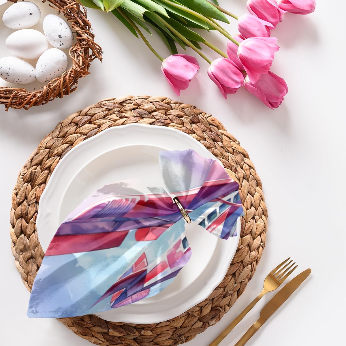 Cloth Napkins Set of 6 Pink Airplanes 20×20 Inch Cloth Napkins Abstract Transportation Washable Reusable Kitchen Dinner Napkins Table Decor for