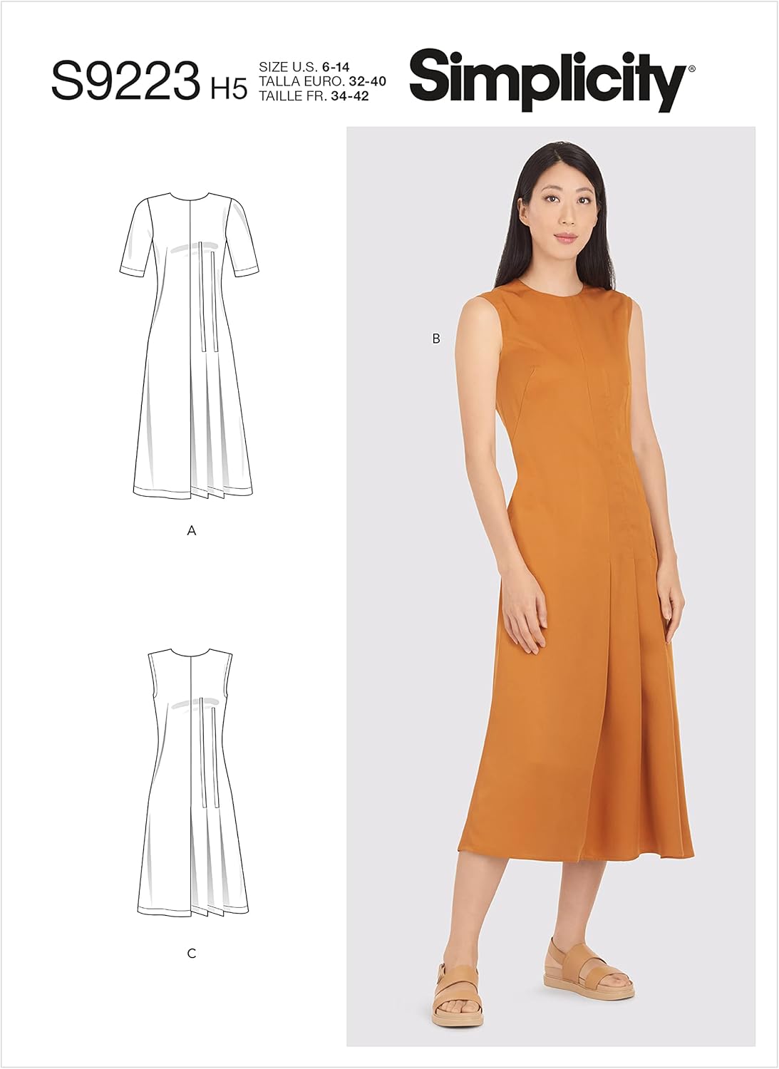 Simplicity SS9223H5 – Kit de patrón de costura para vestido plisado asimétrico para señoritas, código de diseño S9223, tallas 6-14