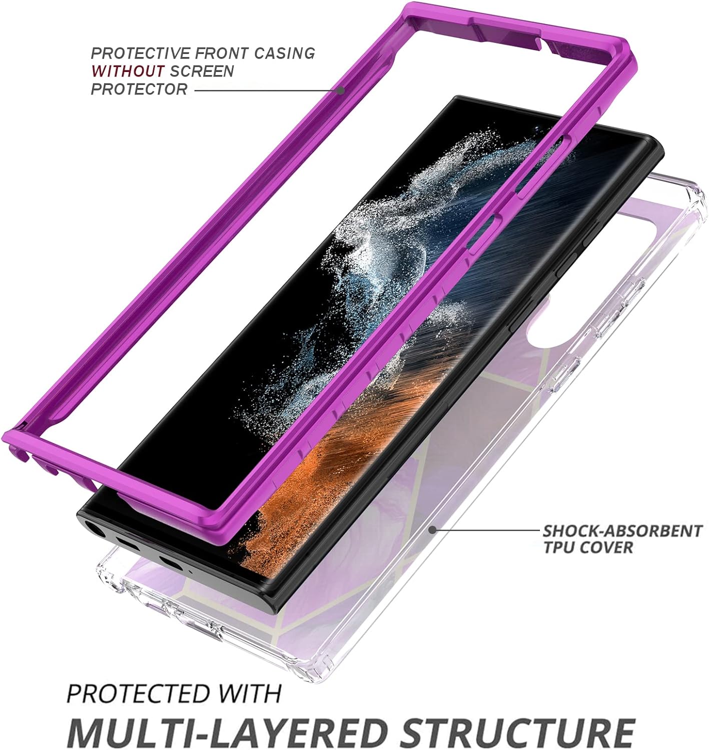Jeylly Funda para Galaxy S22 Ultra 5G, Samsung S22 Ultra Funda para teléfono con 2 protectores de pantalla, cuerpo completo, resistente, de doble