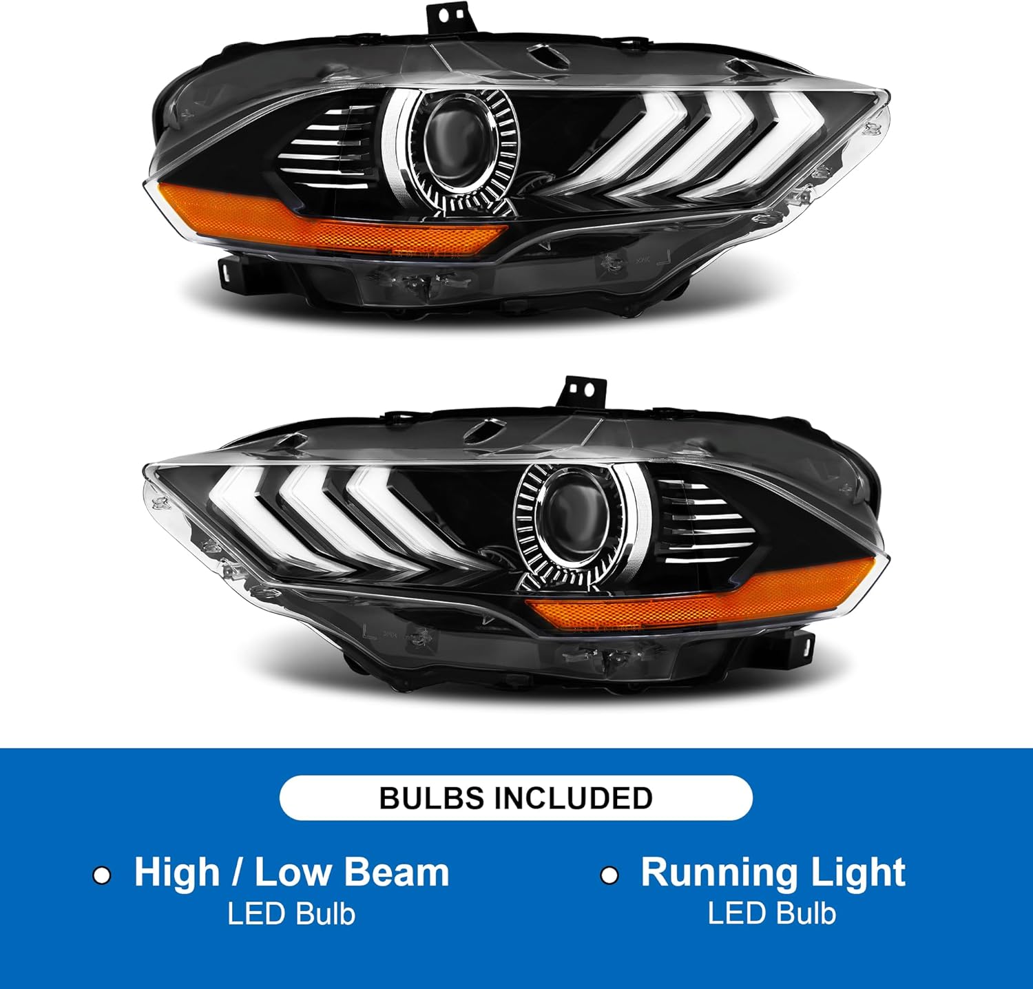 Conjunto de faros delanteros para 2018 Mustang 2019 Mustang 2020 Mustang 18 Mustang 19 Mustang 20 Ford Mustang 2018-2020 18-20 Mustang faro con luz
