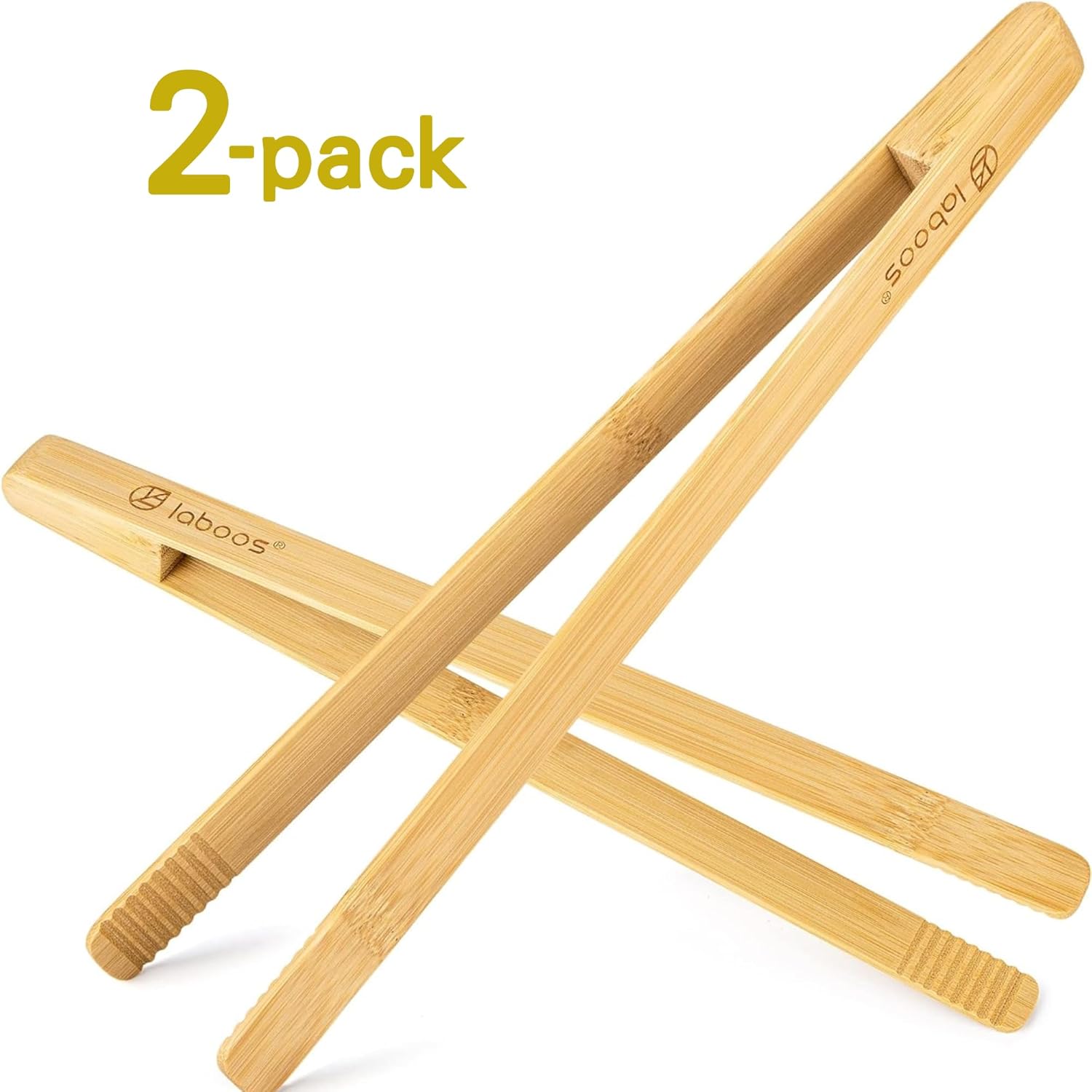 Pinzas largas de madera para ensalada (11.8 pulgadas), pinzas de bambú natural, pinzas para servir, pinzas para tostadora, agarre mejorado para