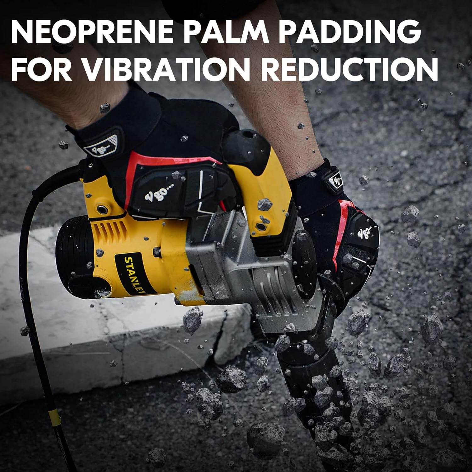 Vgo… 1 par de guantes de trabajo mecánico de cuero sintético resistente, compatibles con pantalla táctil (talla XL, negro rojo, SL9722)