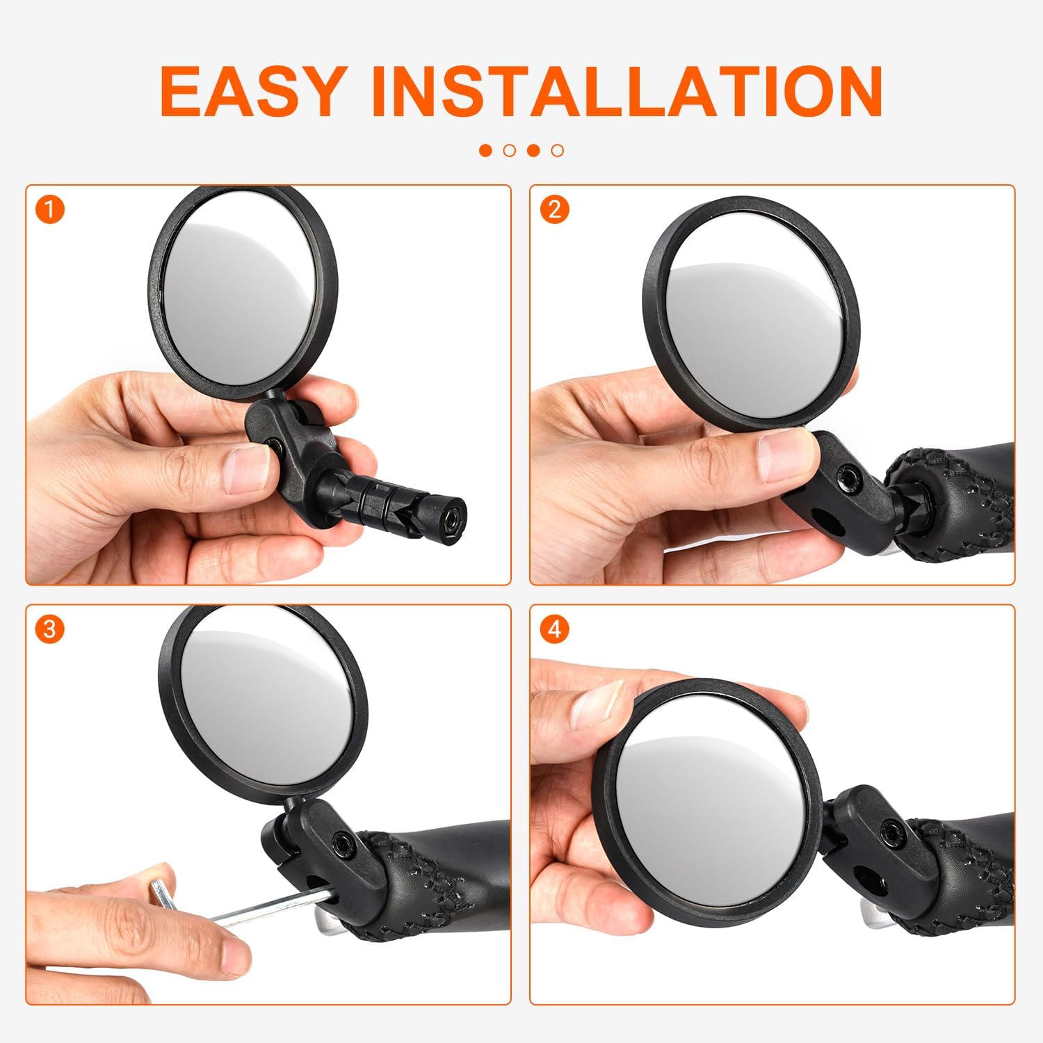 Addmotor Bike Mirror,Bike Bar End Mirror, Adjustable 360Rotatable HD Glass Convex Lens Bicycle Rearview Mirror, Safe Cycling Rearview Mirror