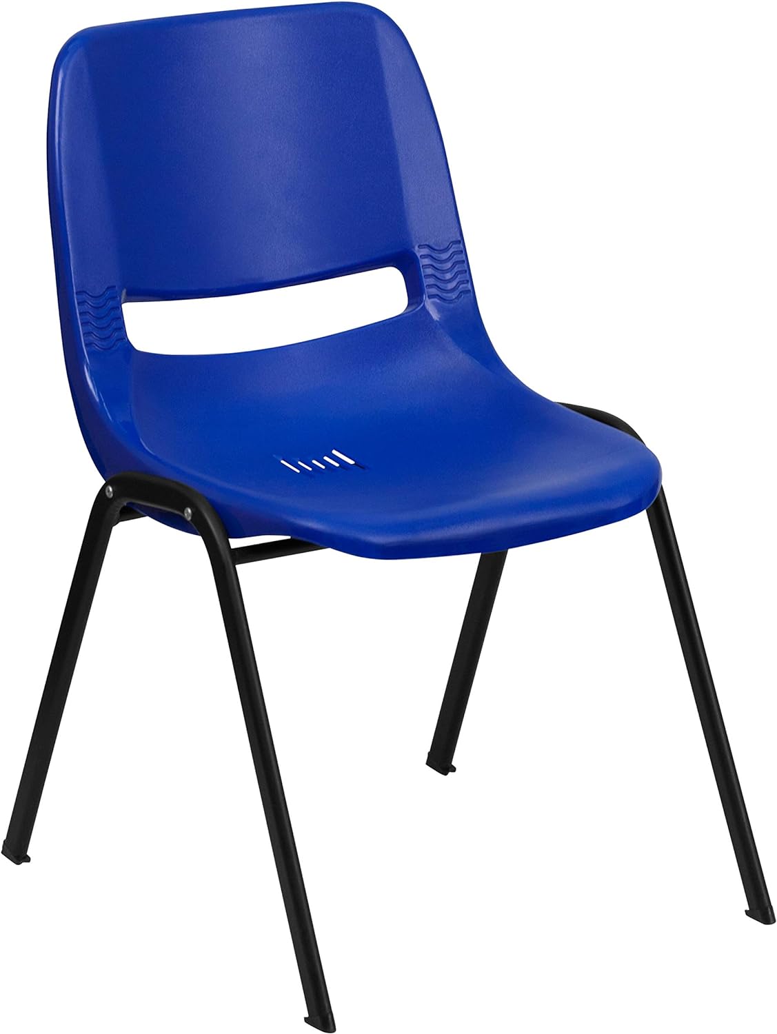 BizChair Silla apilable ergonómica azul marino para niños, marco negro y asiento de 14 pulgadas de alto