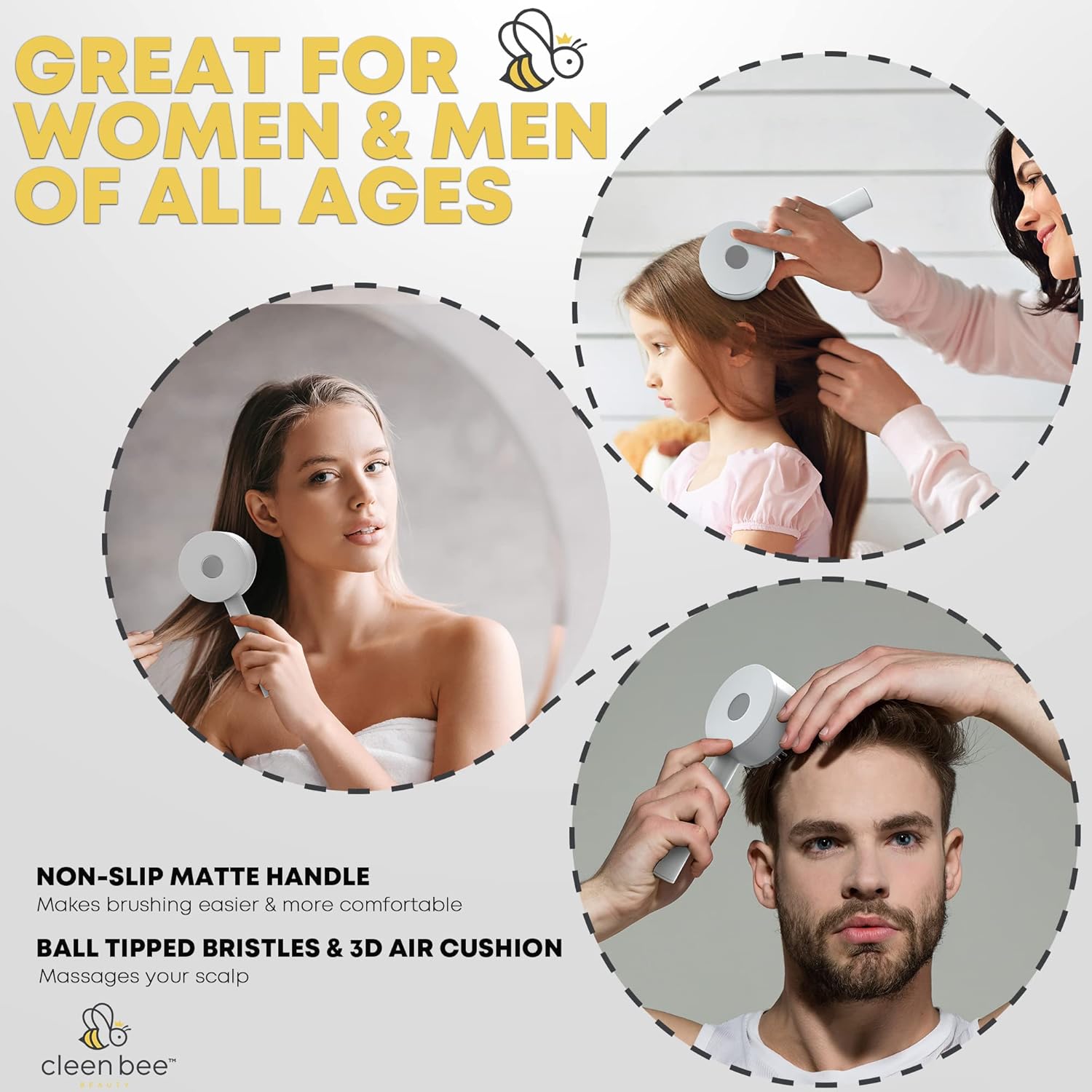 Cepillo de pelo autolimpiante para mujeres, hombres, niños y niñas  Herramienta limpiadora de cepillo antiestático integrado  Evita el exceso de