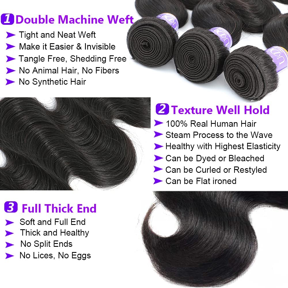 12A Grade Brazilian Body Wave Human Hair Bundles Weave Hair Human Bundles Brazilian Virgin Hair (8 Inch,Only 1 Bundle)