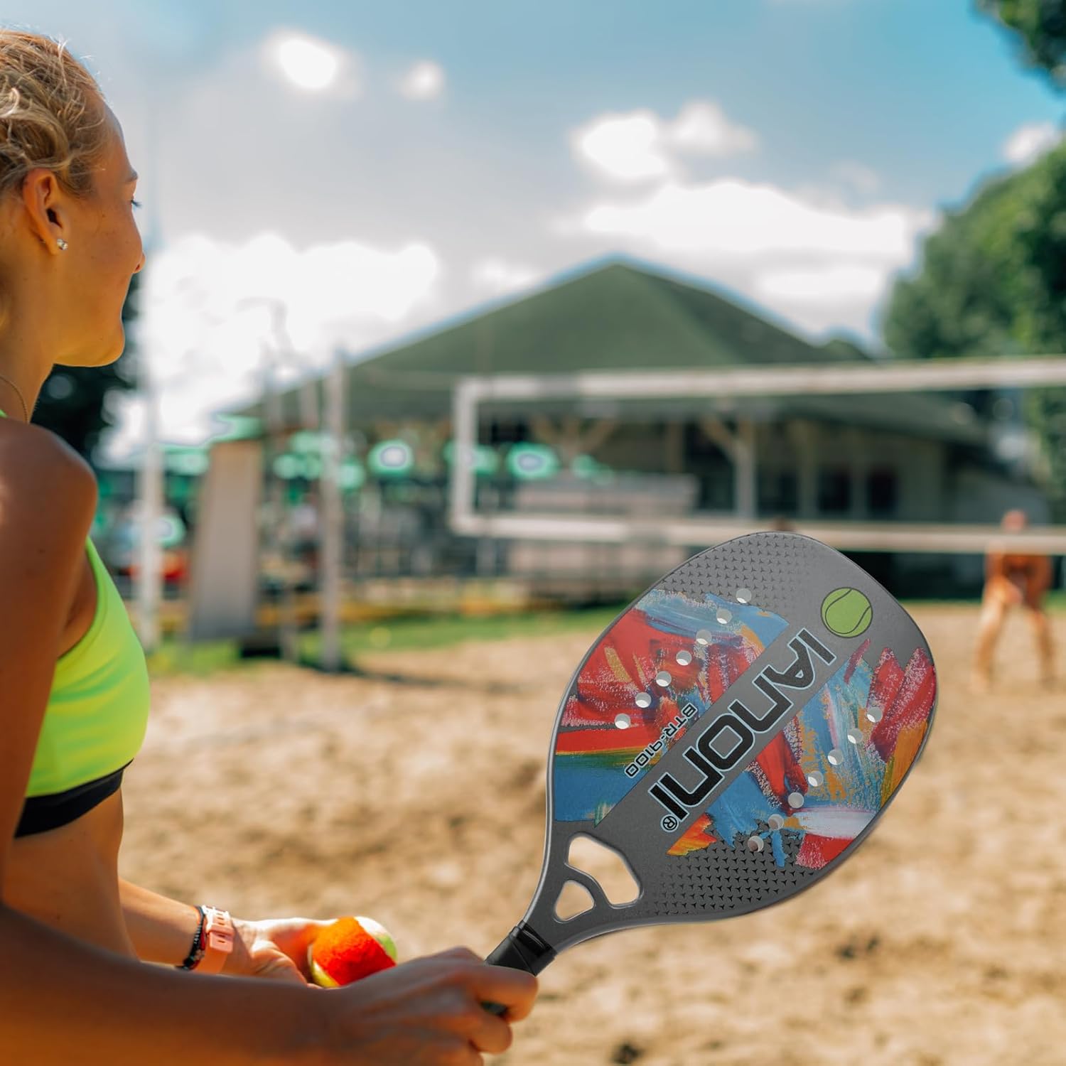 Pádel de tenis de playa Raqueta de tenis de playa Fibra de carbono con núcleo de espuma de memoria EVA Palas de tenis