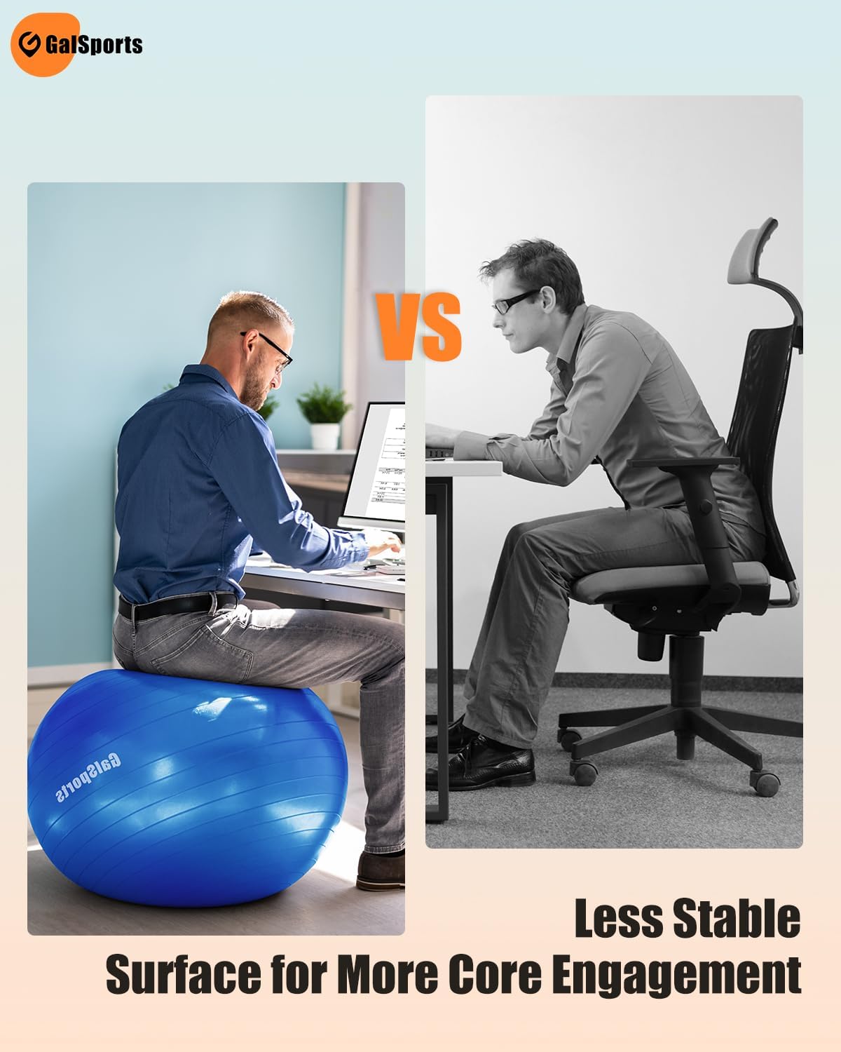 Yoga Ball Exercise Ball for Working Out, Anti-Burst and Slip Resistant Stability Ball, Swiss Ball for Physical Therapy, Exercise Ball Chair, Home