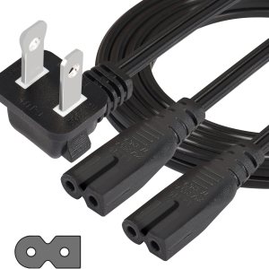 GINTOOYUN Cable de alimentación dividido en Y polarizado de 6 pies y 90 grados y 2 puntas, 2 ranuras a doble IEC320 C7 cable de pared de CA para GINTOOYUN Cable de alimentación dividido en Y polarizado de 6 pies y 90 grados y 2 puntas, 2 ranuras a doble IEC320 C7 cable de pared de CA para