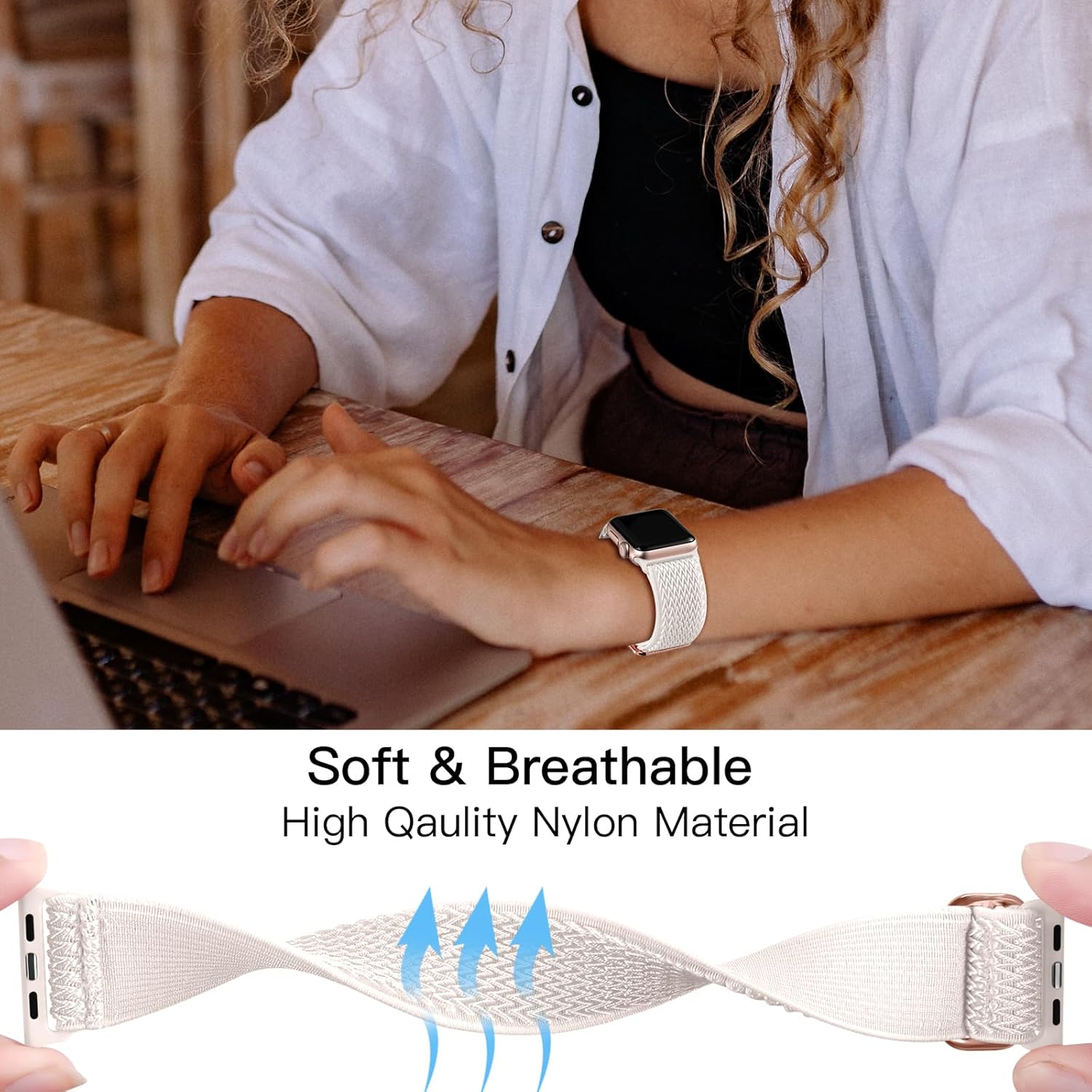 Lerobo Correa elástica de nailon para reloj Solo Loop, compatible con Apple Watch Series 1-9, SE, Ultra 38404142441.772 in, correa de repuesto