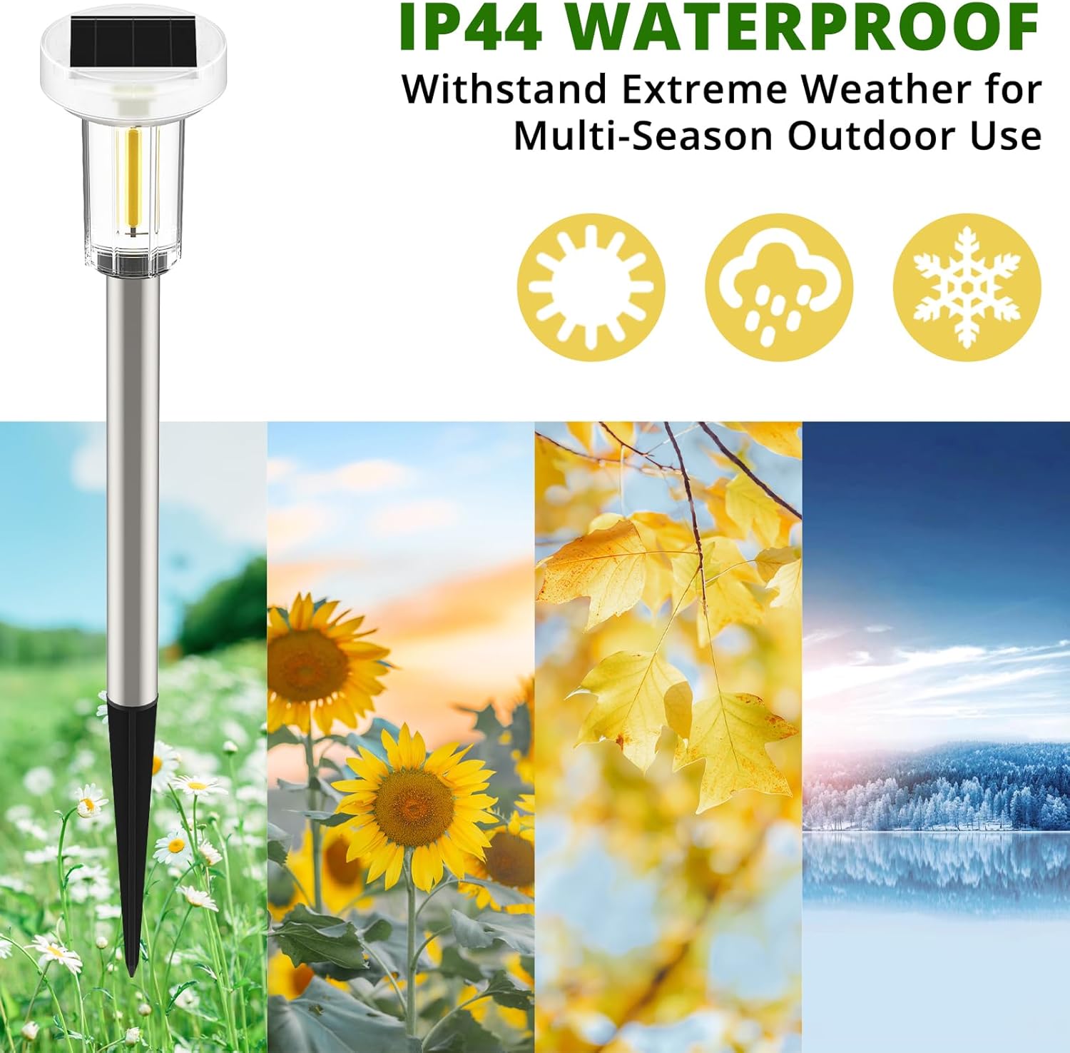 PEATOP Paquete de 10 luces solares para exteriores, luces LED solares para caminos de paisaje, luces LED solares para jardín, luces impermeables