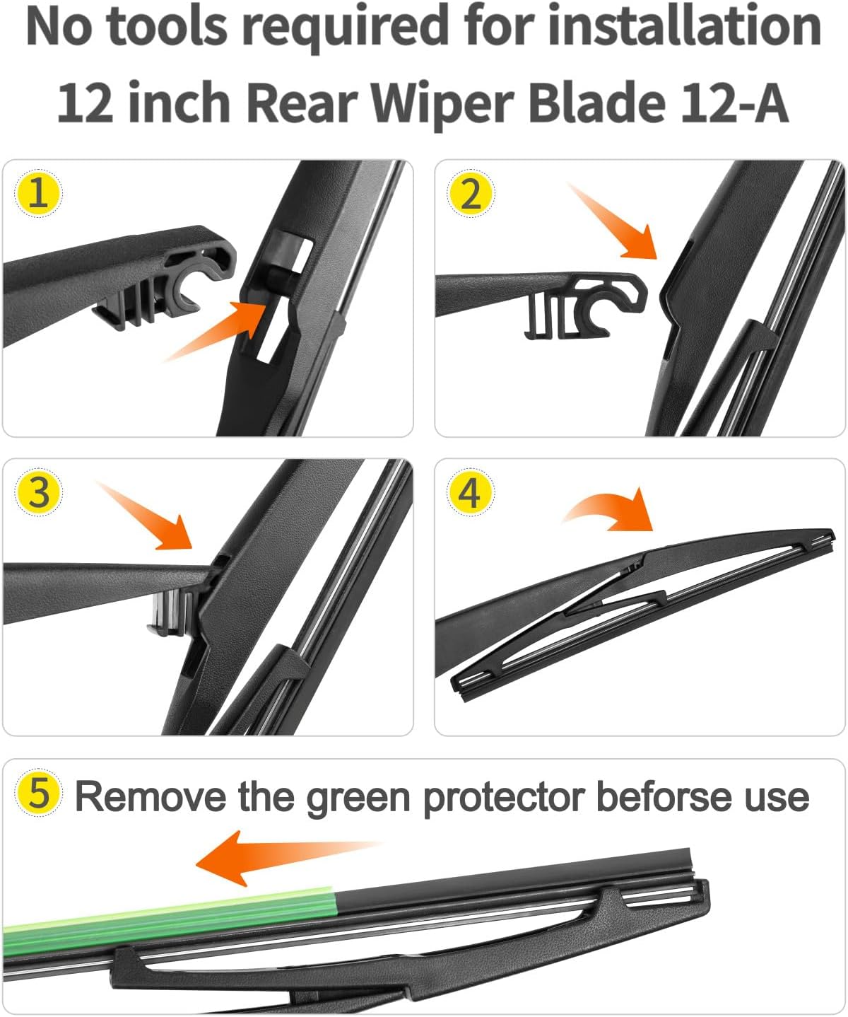 LAVIBOS Limpiaparabrisas trasero de 12 pulgadas (12A), limpiaparabrisas trasero para RAV4 22-19,12-01, Highlander 19-01, Land Cruiser, lexus NX, UX,