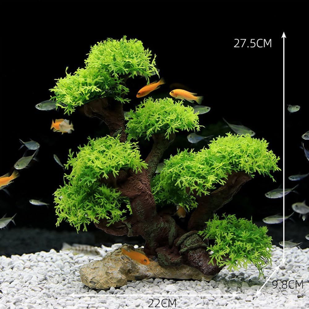 Smoothedo-Pets Plantas de acuario, decoraciones de pecera, tamaño mediano, 11 pulgadas, plantas artificiales de plástico, peces dorados, paisaje