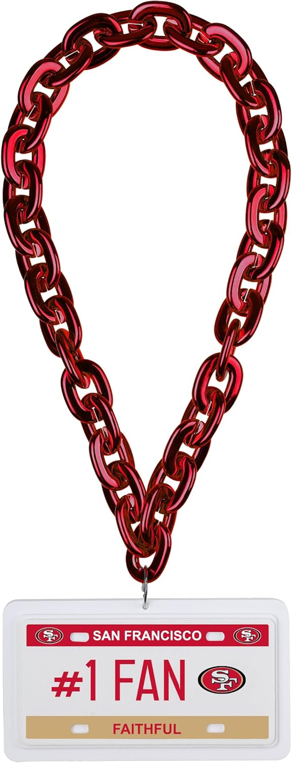 FOCO San Francisco 49ers NFL #1 – Collar de matrícula para fanáticos, color rojo, Plástico, No es una piedra preciosa