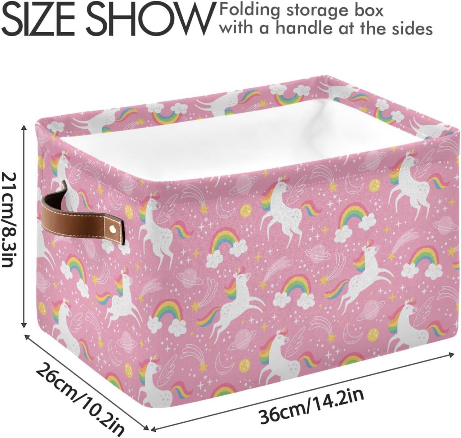 Cesta de almacenamiento plegable de unicornio rosa, cesta de almacenamiento de juguetes, caja organizadora para el hogar, niños, niñas, oficina,