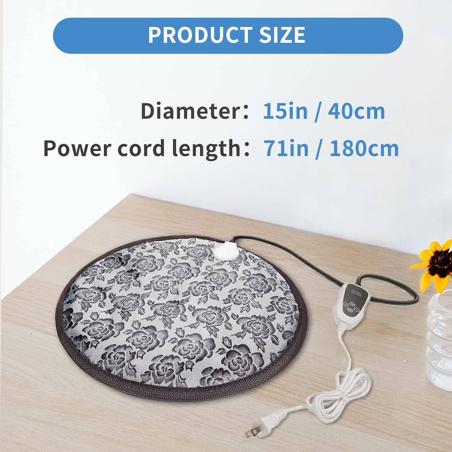 GOLOPET – Almohadilla térmica redonda para gatos de 15 pulgadas, almohadillas térmicas para mascotas para gatos, interruptor de termostato