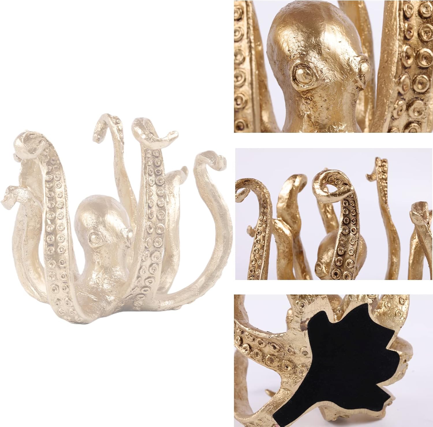 DOVDOV Portavasos de pulpo, soporte de taza de café de pulpo de resina, estatua de pulpo, decoración moderna dorada del hogar, accesorios de bar