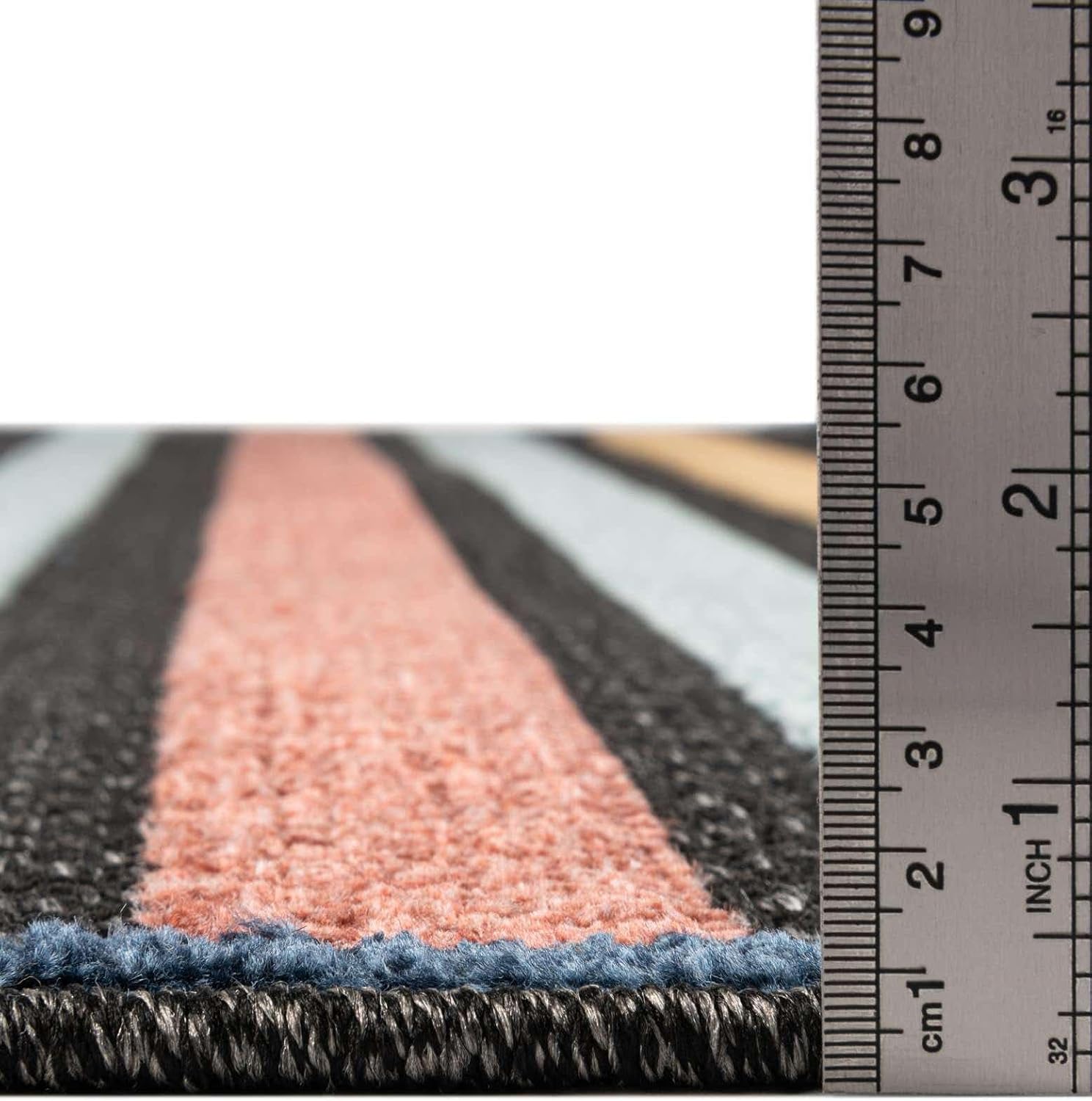 Unique Loom Belize Outdoor Collection – Alfombra de área Altun (3 pies 3 pulgadas, redonda, carbónazul claro)