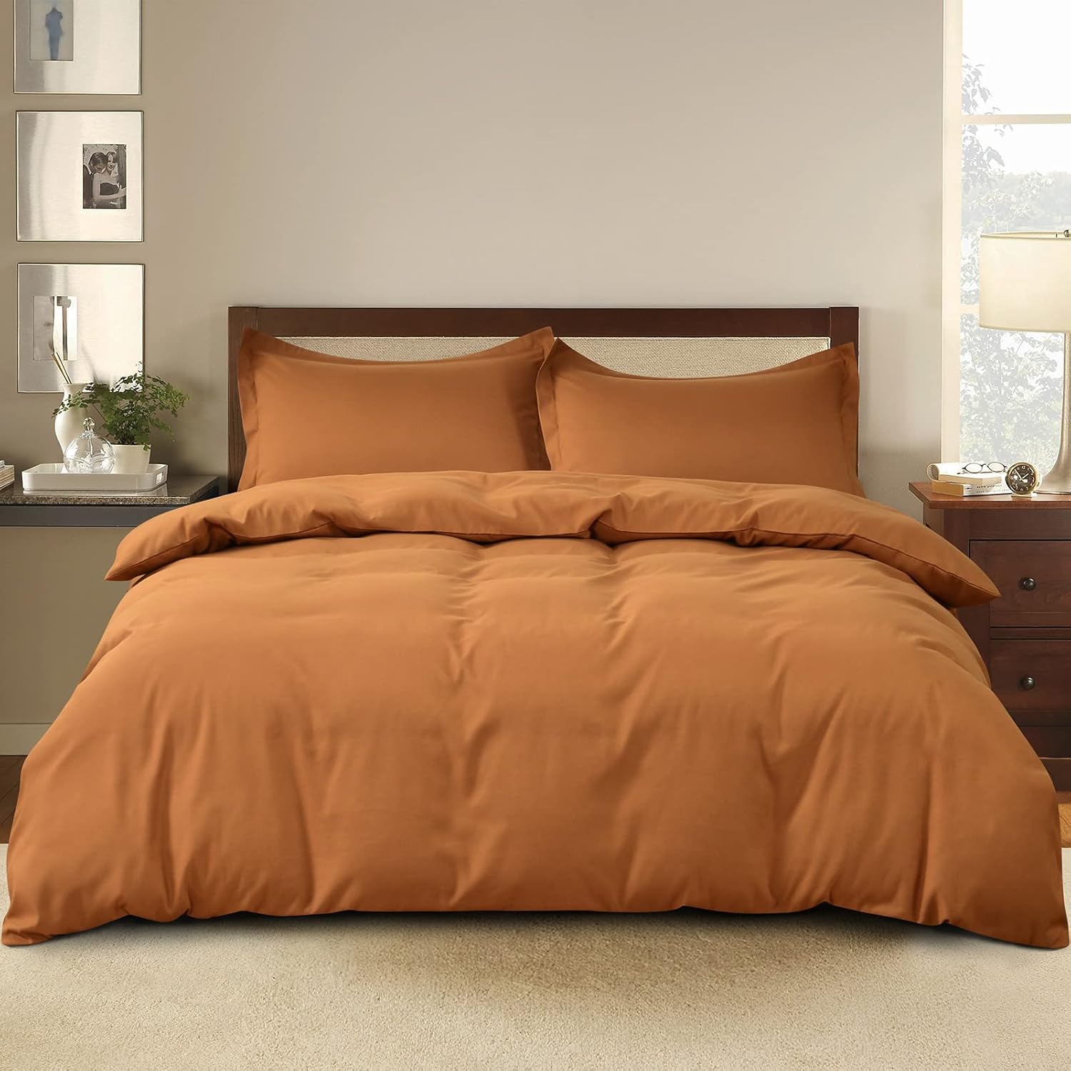 PALAKANA Juego de funda de edredón tamaño King, 3 piezas, 100% algodón lavado, transpirable, duradero, suave, cómodo, juego de ropa de cama sólido