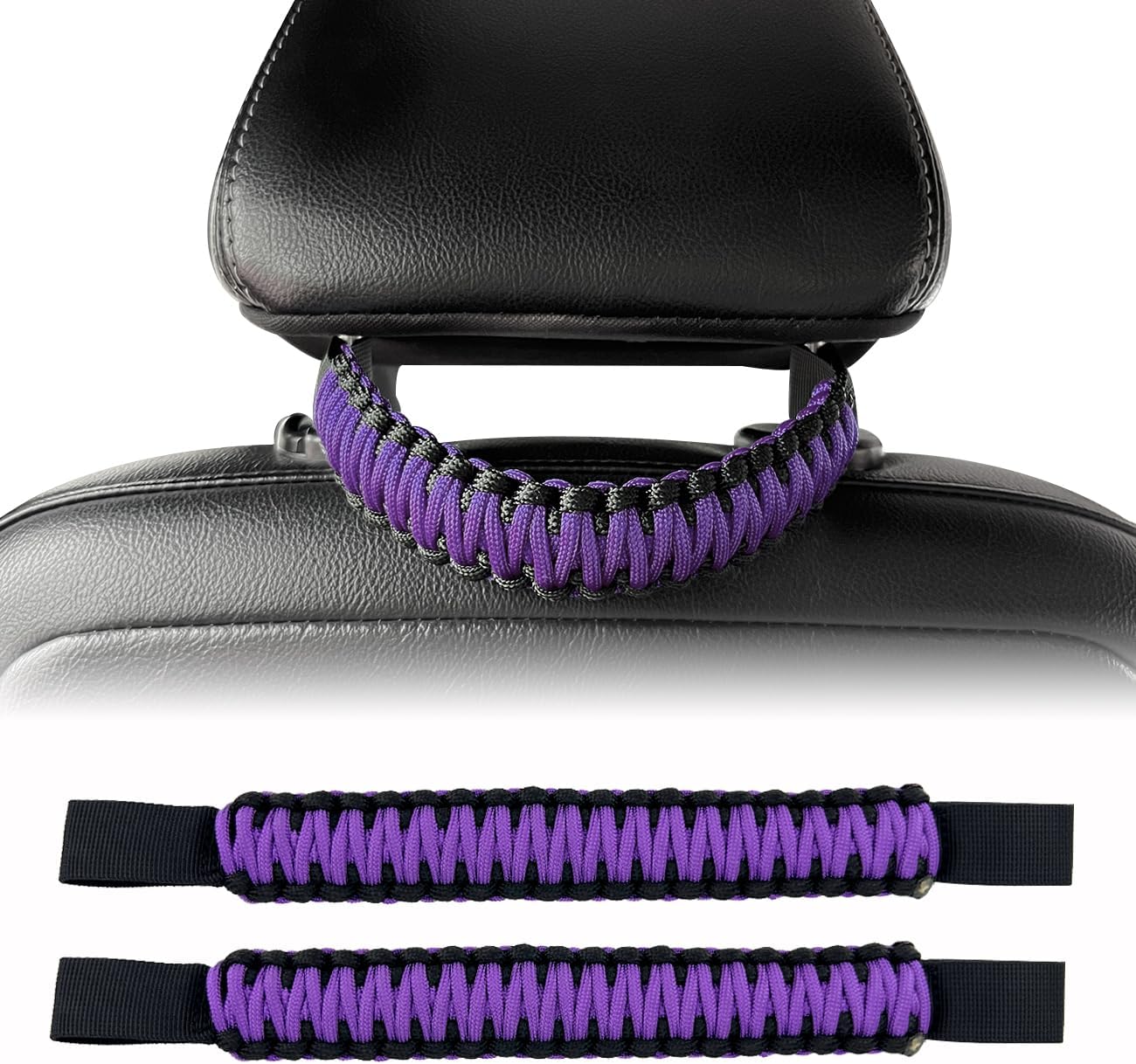 Asas de agarre para reposacabezas (púrpura), asas de agarre para reposacabezas de paracaídas para Jeep Tacoma Bronco 4Runner, asas de agarre