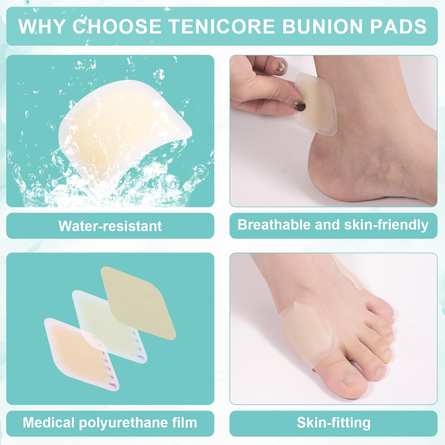 10 unidades de vendaje blíster, almohadillas de ampollas finas impermeables de gel, vendajes hidrocoloides, protectores de dedos, almohadillas de