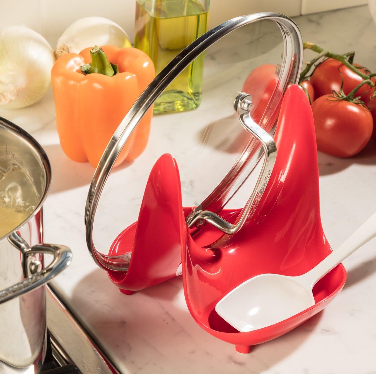 Hutzler Soporte para tapa de olla y soporte para cuchara, verde